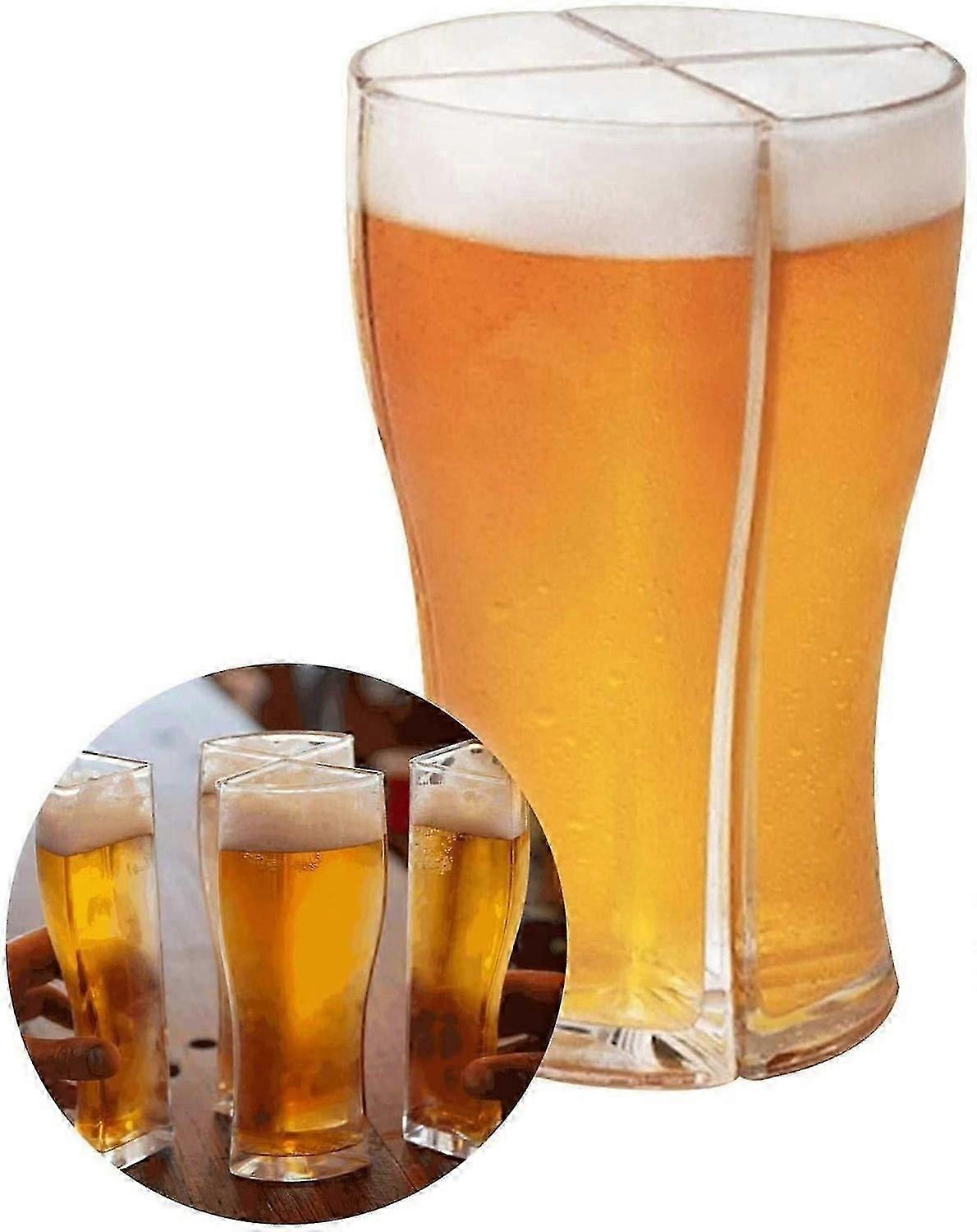 Beer glasses set for party with separable 4-part stein mug