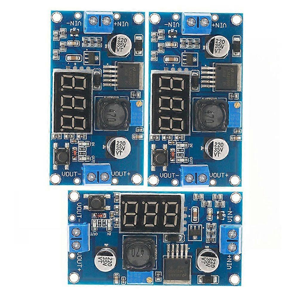 3Pcs LM2596 DC- Adjustable Step-Down Converter Voltage Regulator LED Display Voltmeter 4.0-40V to 1