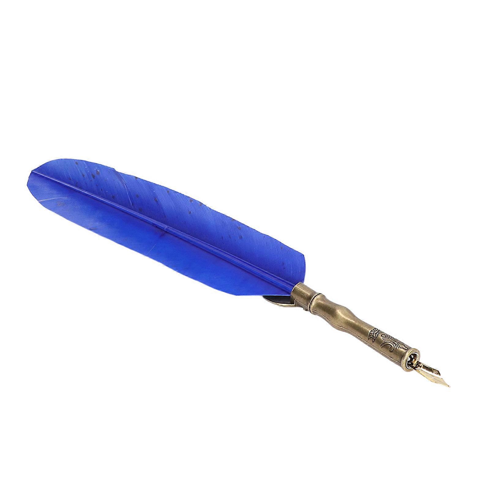 Dark Blue Calligraphy Pen 1-5mm Flat Nib Elegant Feather Tool