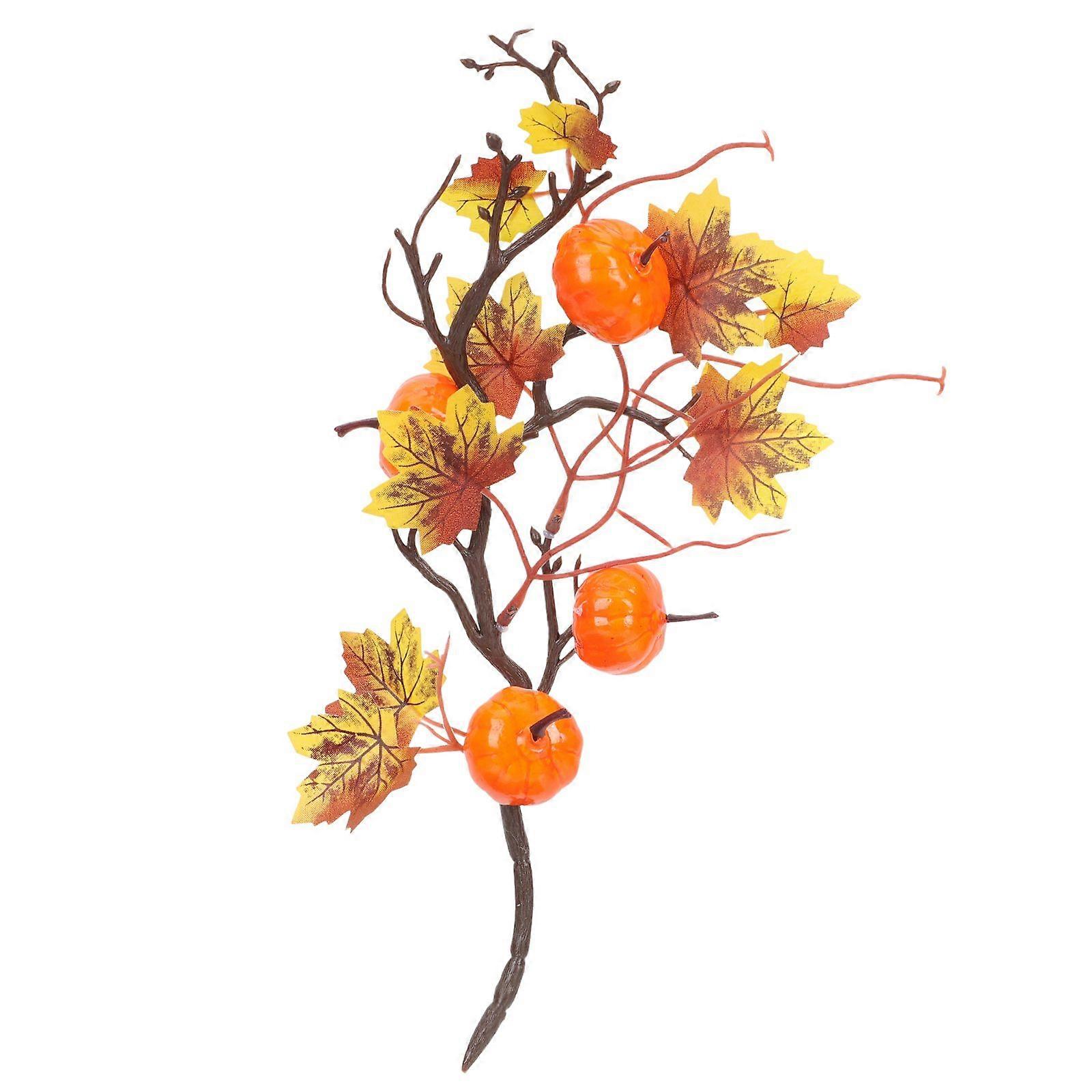 Halloween Artificial Pumpkin And Maple Leaf Branch Simulated Branch Decor