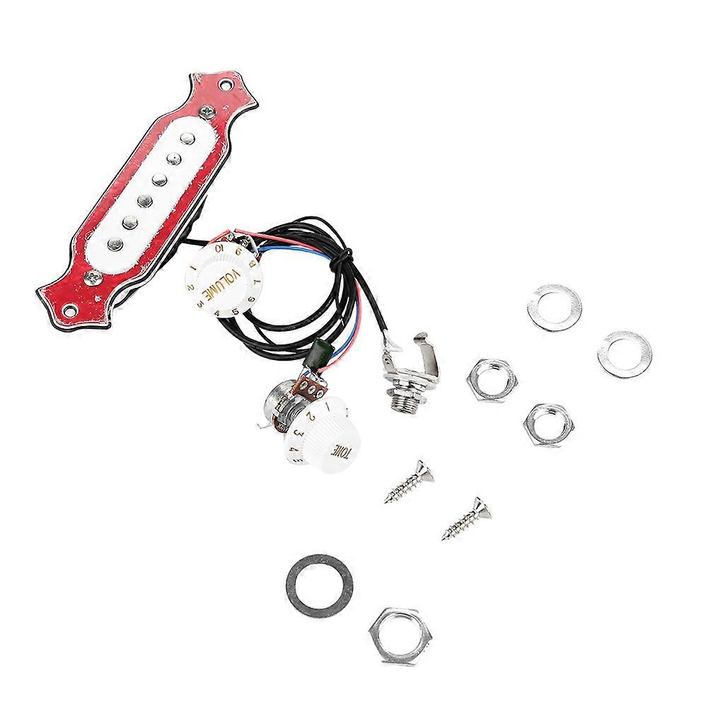 6 String Single Coil Pickup Harness with Volume & Tone Knob for Folk Wooden Guitar (Red)
