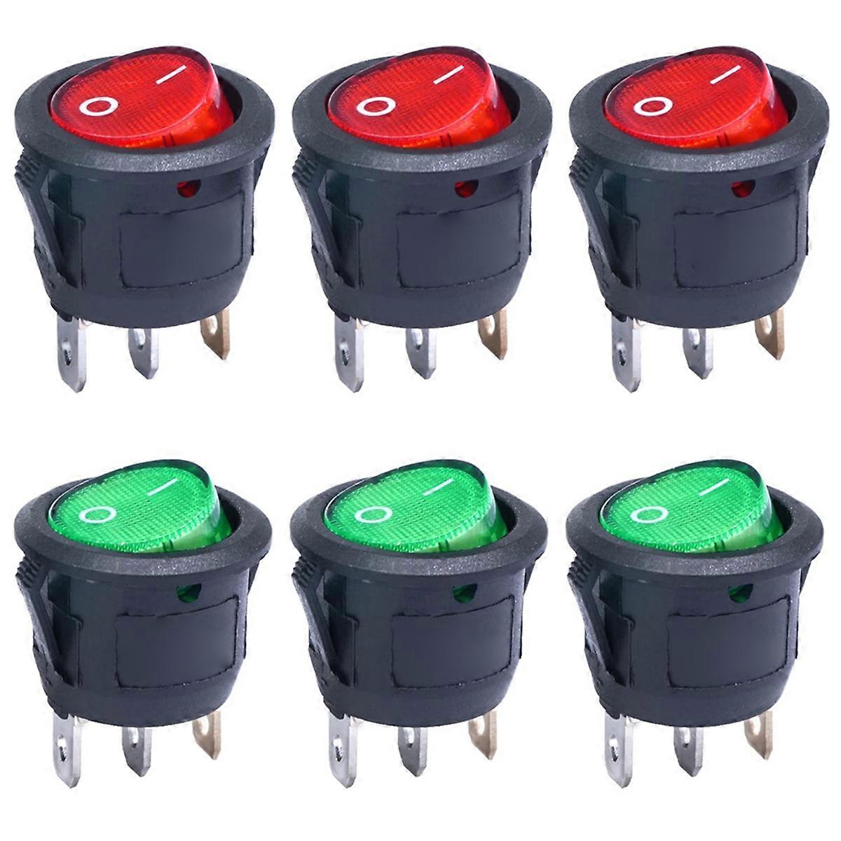 6Pcs KCD1-105 Round Rocker Switch