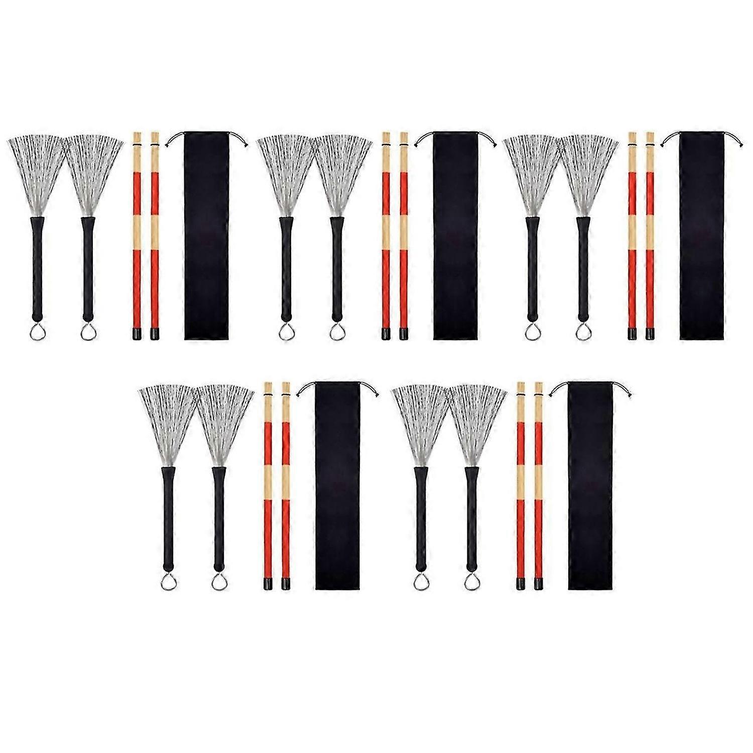 1 Pair Brushes Drums Drum Sticks Brush+1 Pair Rods Drum Stick Set