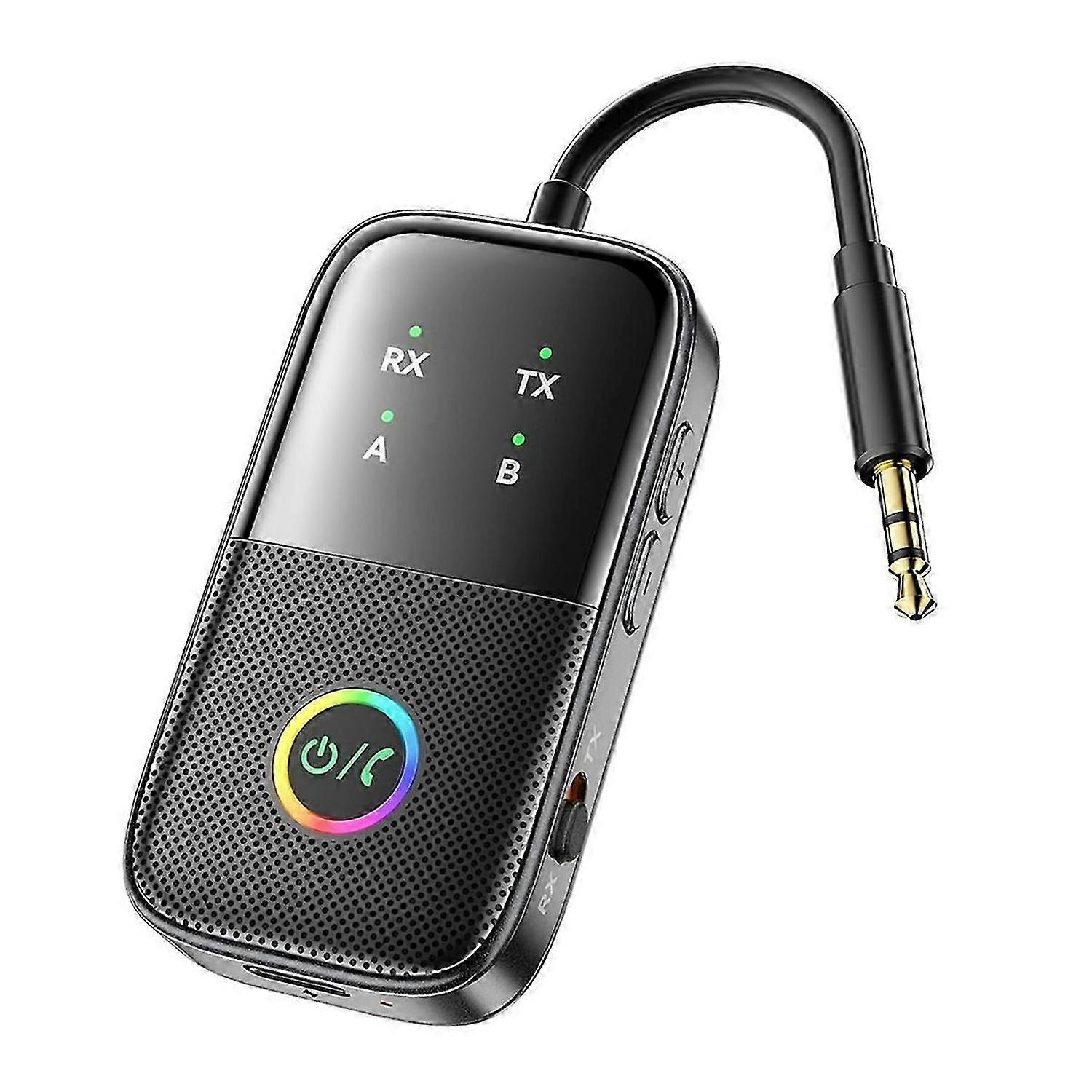 Bluetooth Transmitter Receiver, 2-in-1 Airplane V5.2 Bluetooth Adapter for Airplanes, TVs, Gyms, for Car/Home Stereo