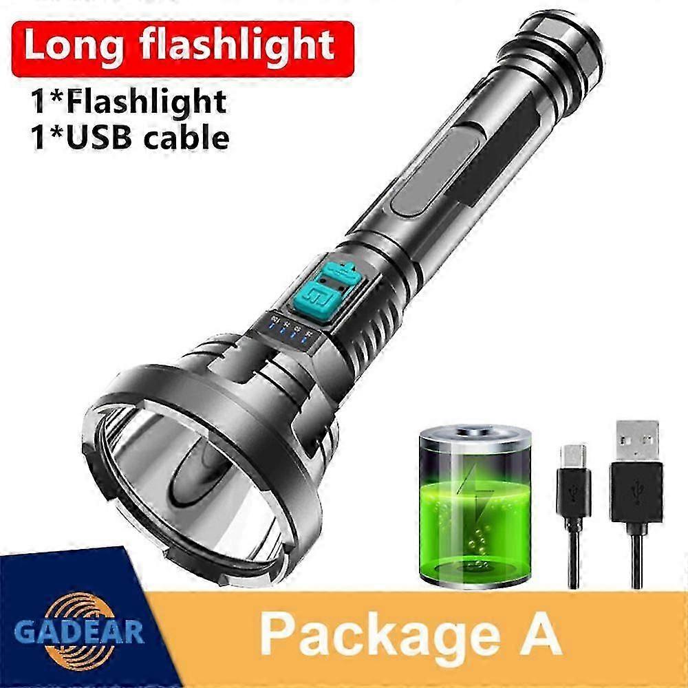 High-Powered 12,000,000 LM LED Flashlight - USB Rechargeable Super Bright Torch for UK Use