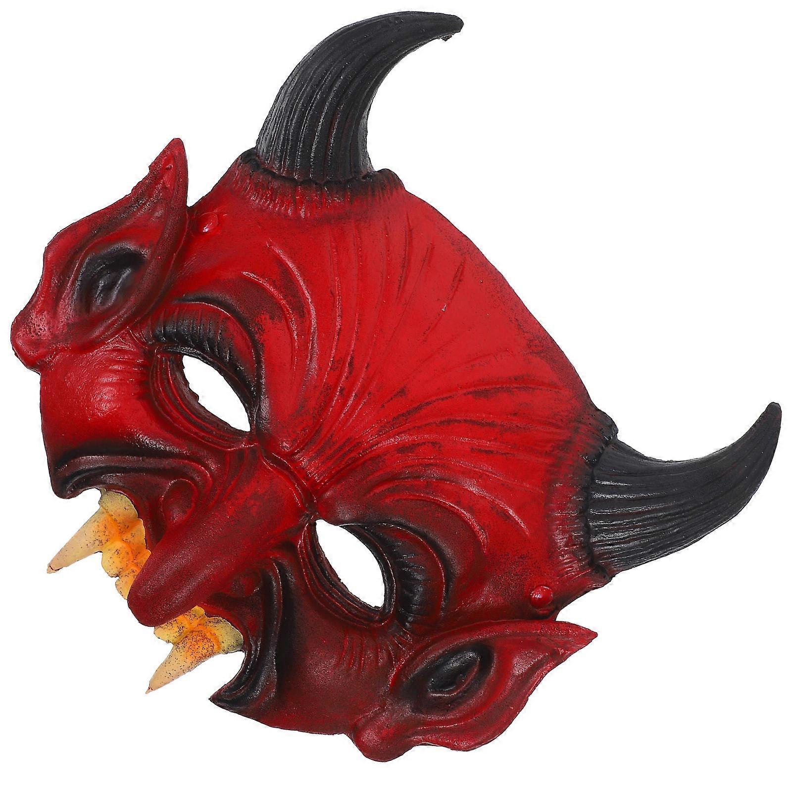 2Pcs Demon Mask Halloween Mask for Cosplay Red Lightweight PU
