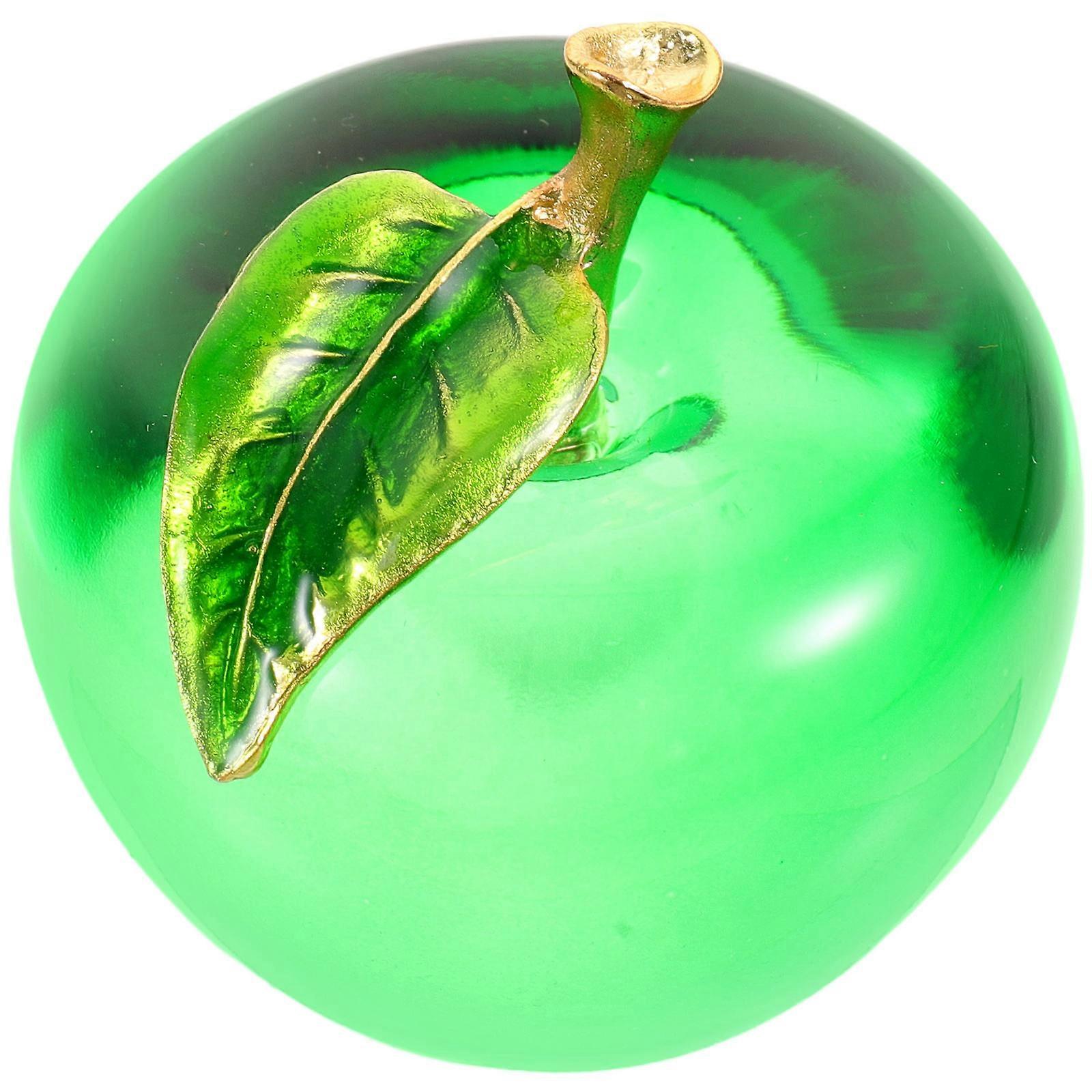 4Pcs Simple Style Crystal Adornment Apple Shape Green Decoration Ideal For Home Office Gifts