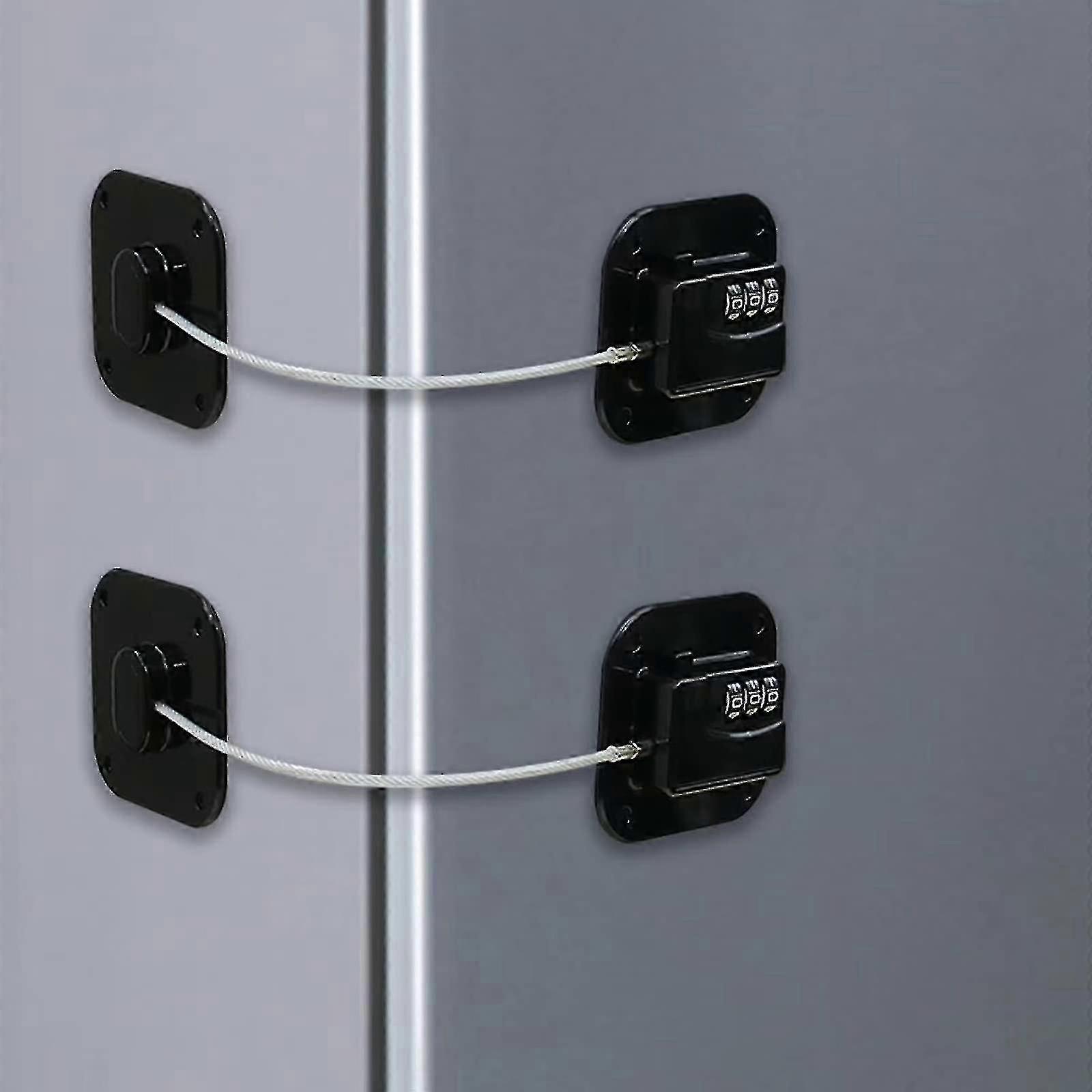 2 Pcs Fridge Lock with Code, Child Fridge Safety with Adhesive, Child Combination Locks for Cupboards Cabinets Refrigerators Freezers_SZXM