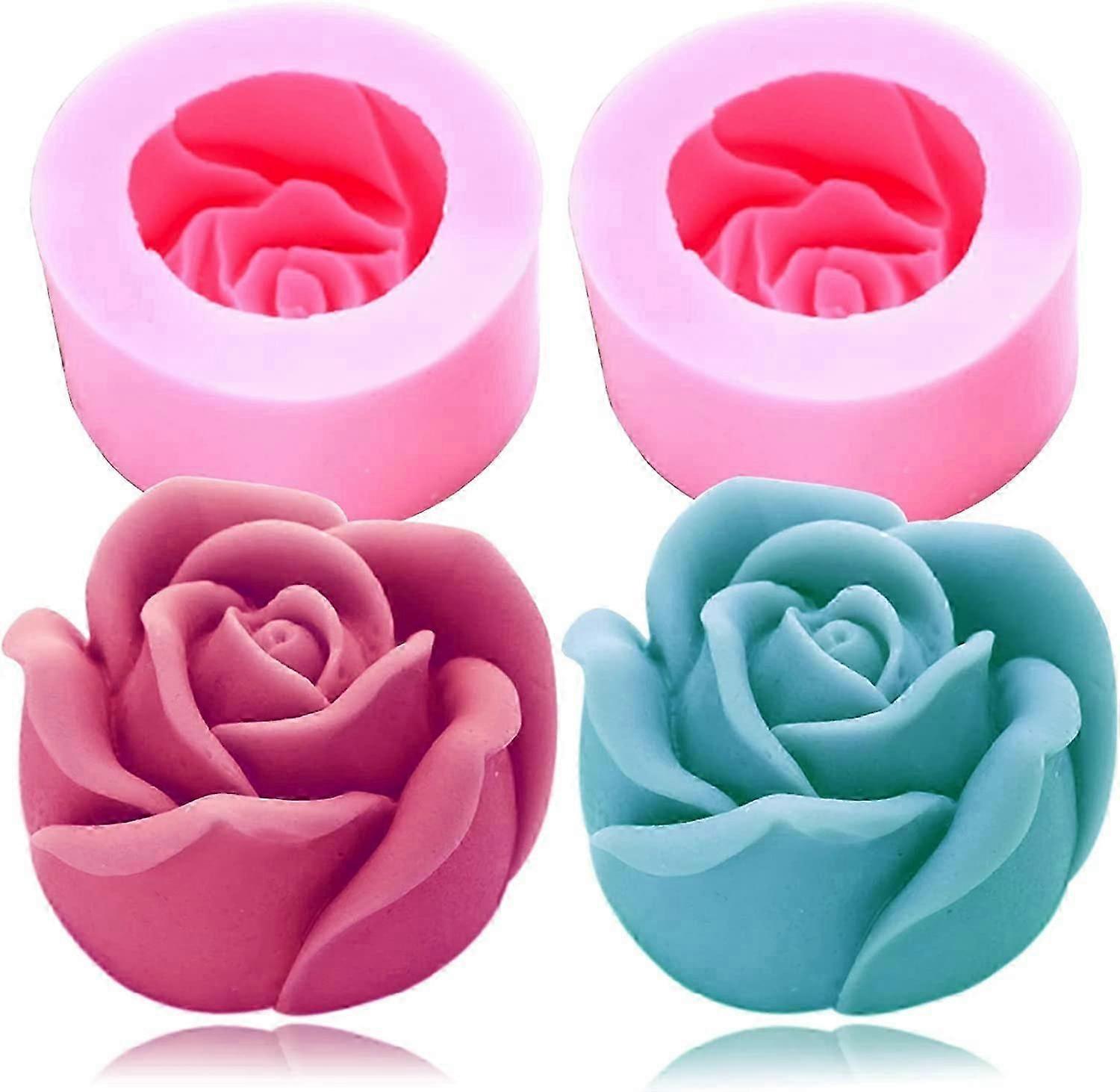 3D Rose Silicone Molds 2PCS Big Rose Resin Candle Mold Bloom Flower Silicone Fondant Mold for Handmade Chocolate Candy Cake Dessert Soap Wax Candle