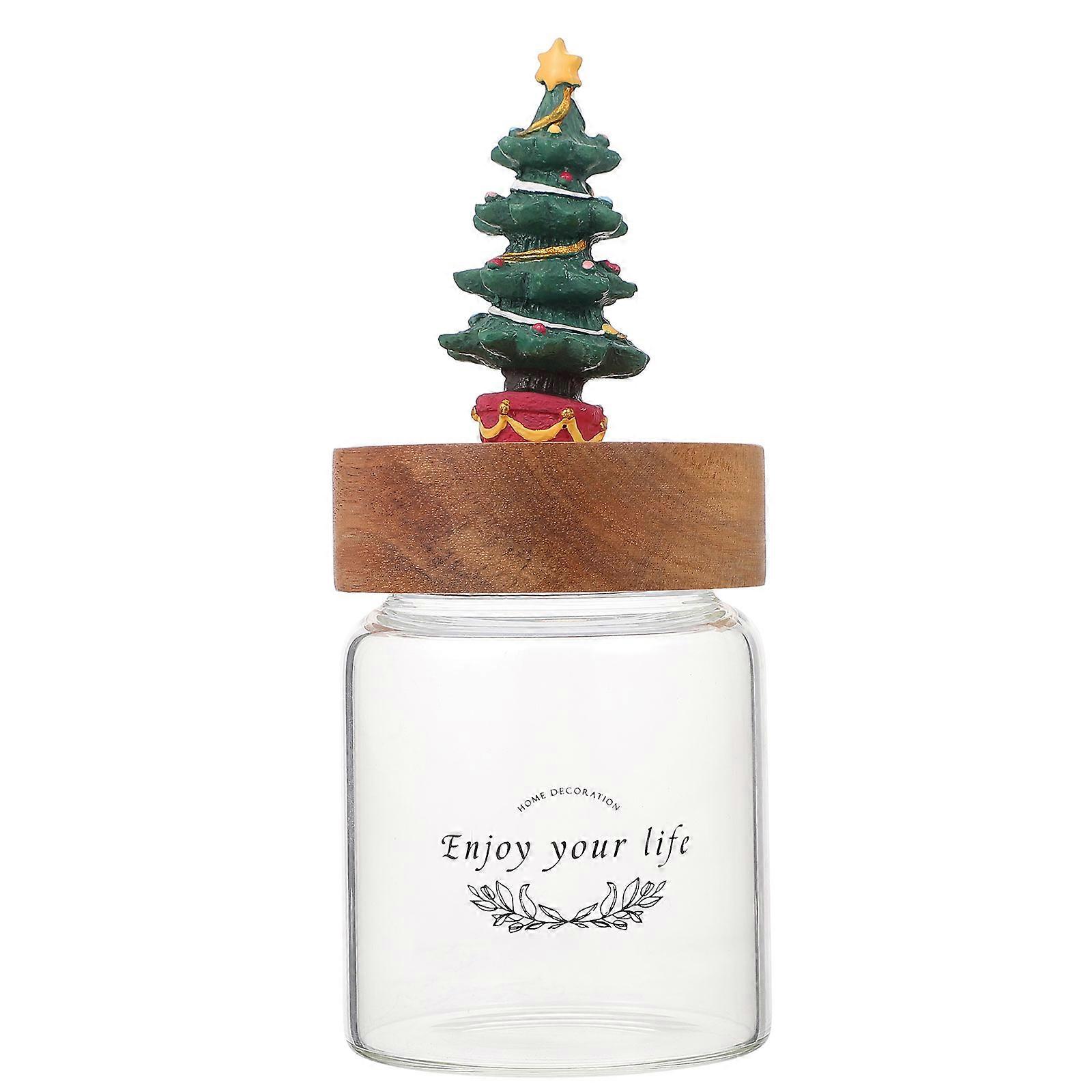 Xmas Tree Storage Jar for Candy Storage with Sealed Lid 1Pcs Glass Jar
