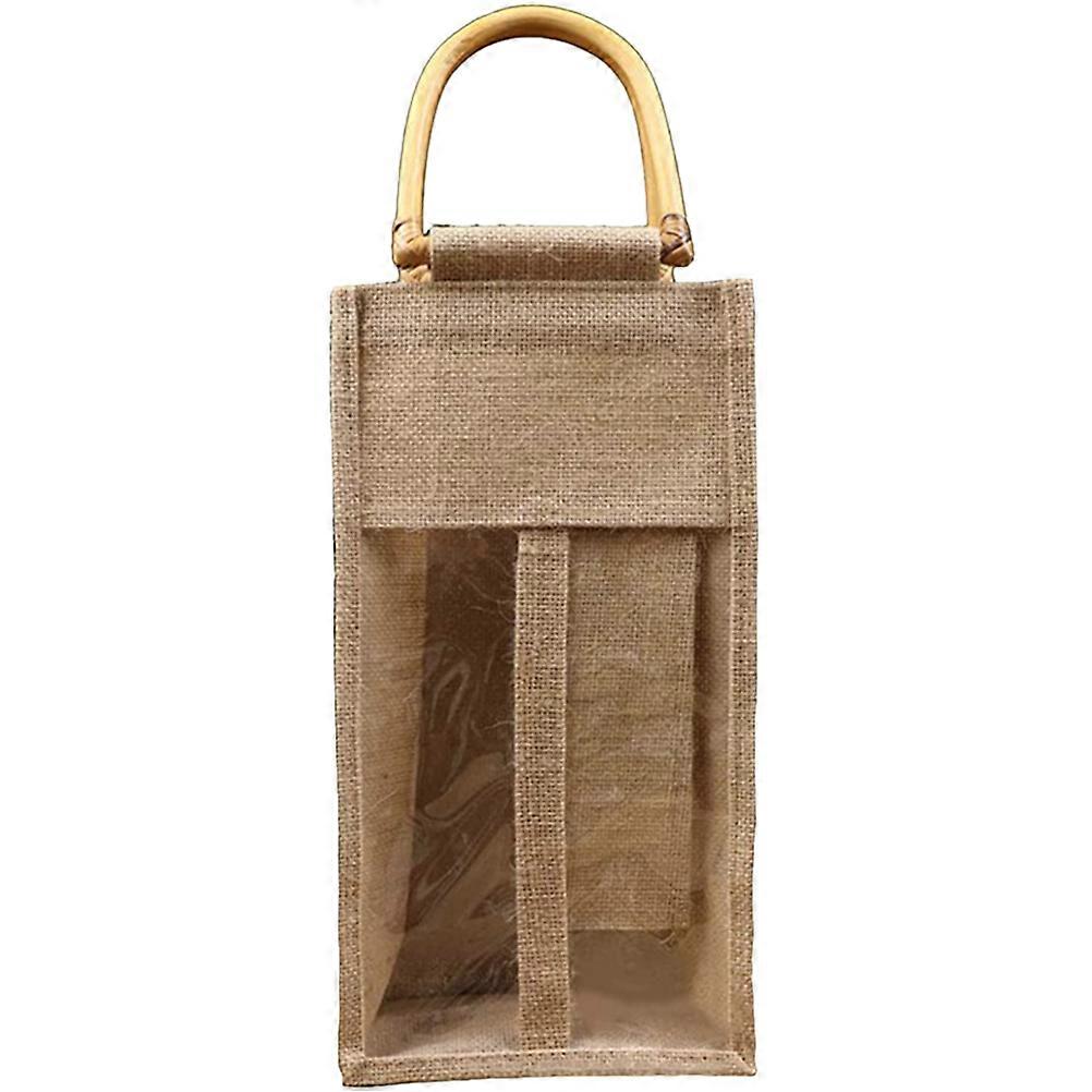Window Bags Multi Function Bottle Carrier Flax Material For Christmas Celebrations 1Pack