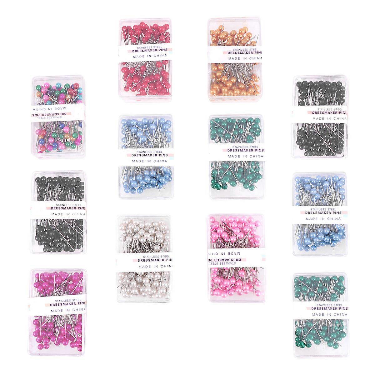Drawing Pin Multi-Color Beaded Head Pin for Holding Use 12 Box 1200Pcs