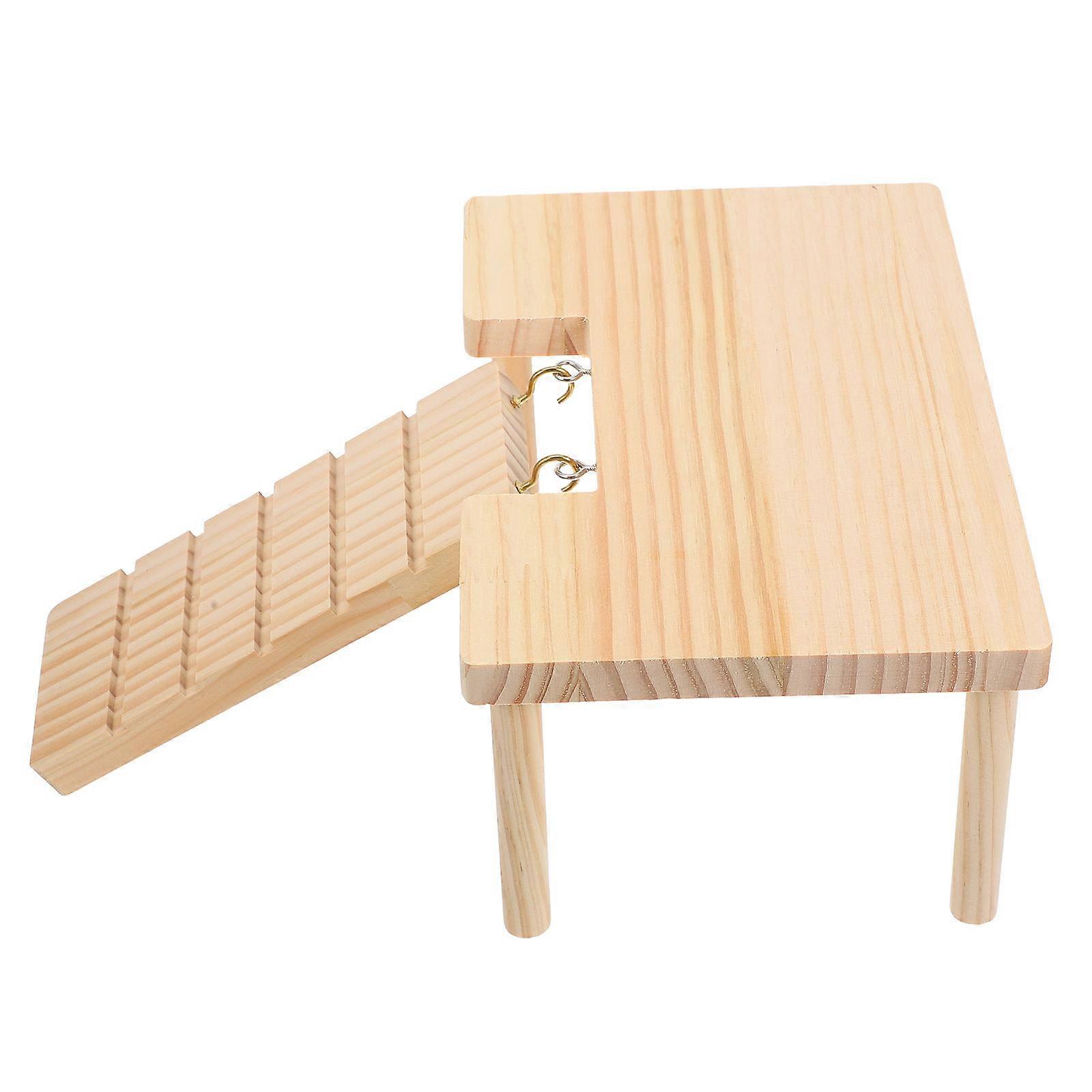 Hamster Wooden Platform for Playing 2Pcs with Ladder Durable Pet Accessory