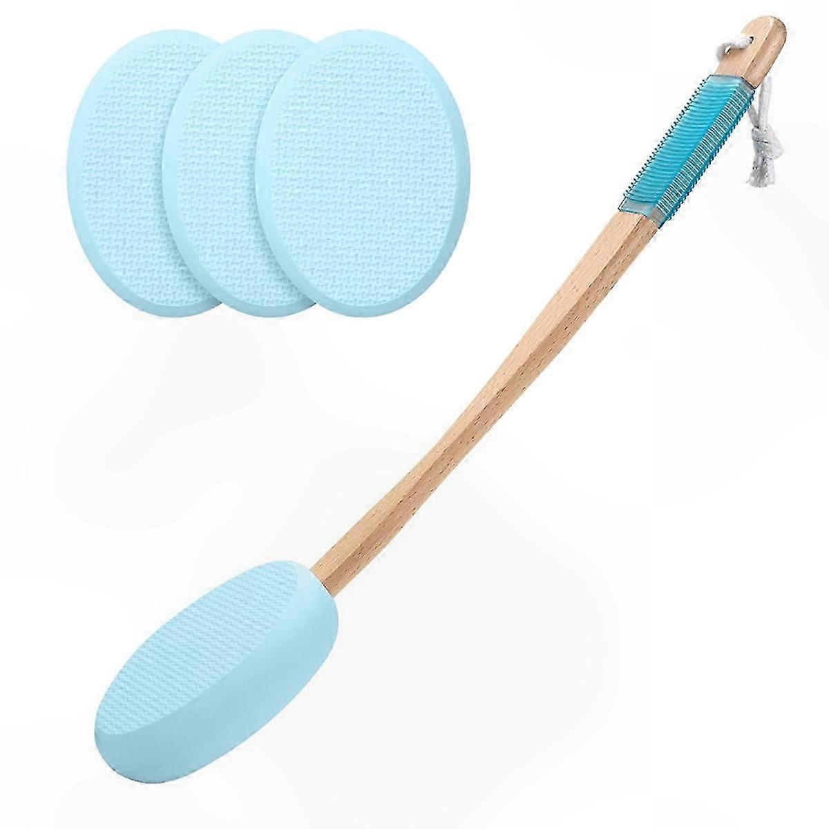 Long Handle Back Lotion Applicator with 4 Replaceable Pads for Self-Massage