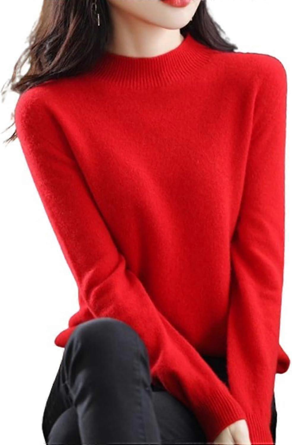 Kvinnors Kashmir Mjuk Mysig Pullover Långärmad Crewneck Tröja för Höst Vinter