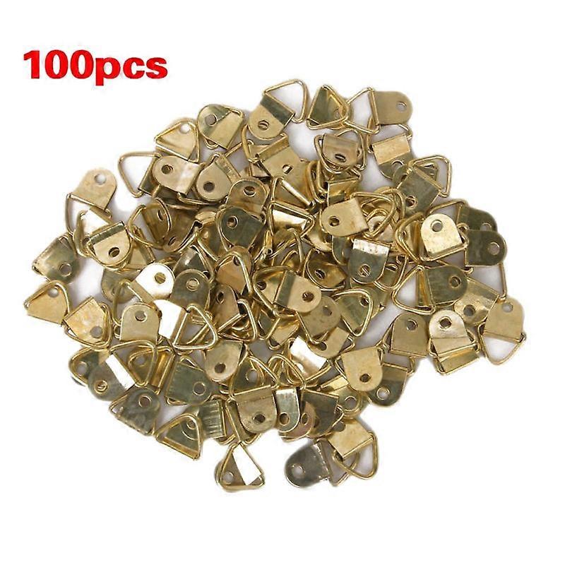 Golden Copper Triangle D-Ring Picture Frame Hangers for Hanging 100Pcs