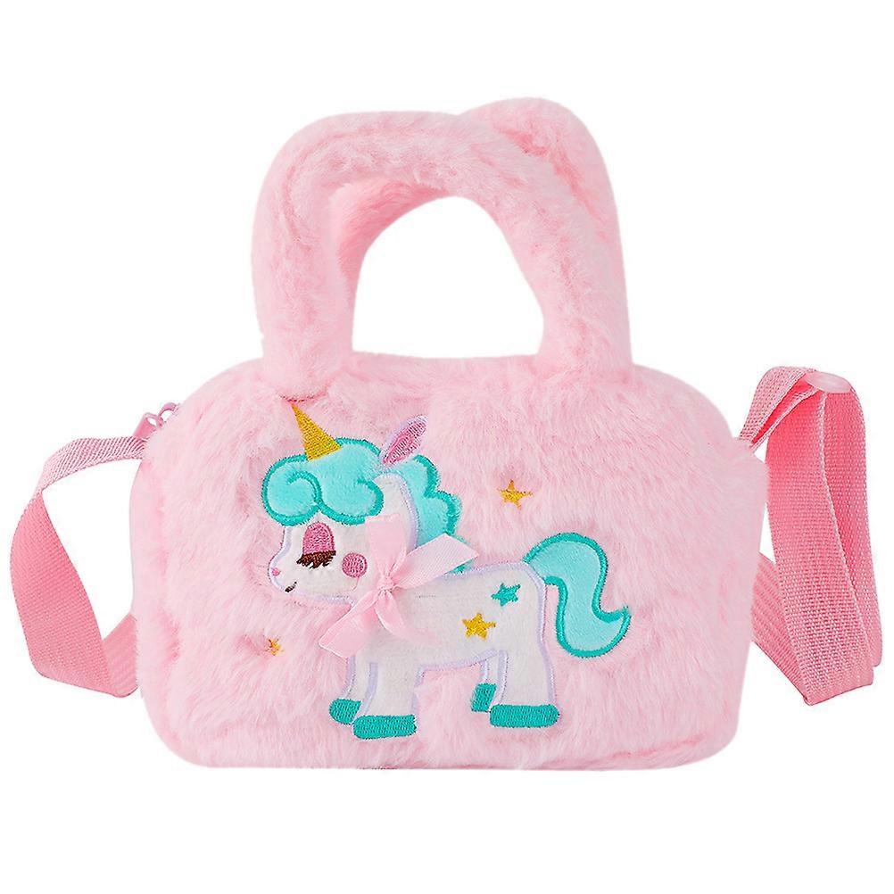 Crossbody Plush Handbag For Children In Pink Color Perfect For Beach Vacation And Shopping 1Pack