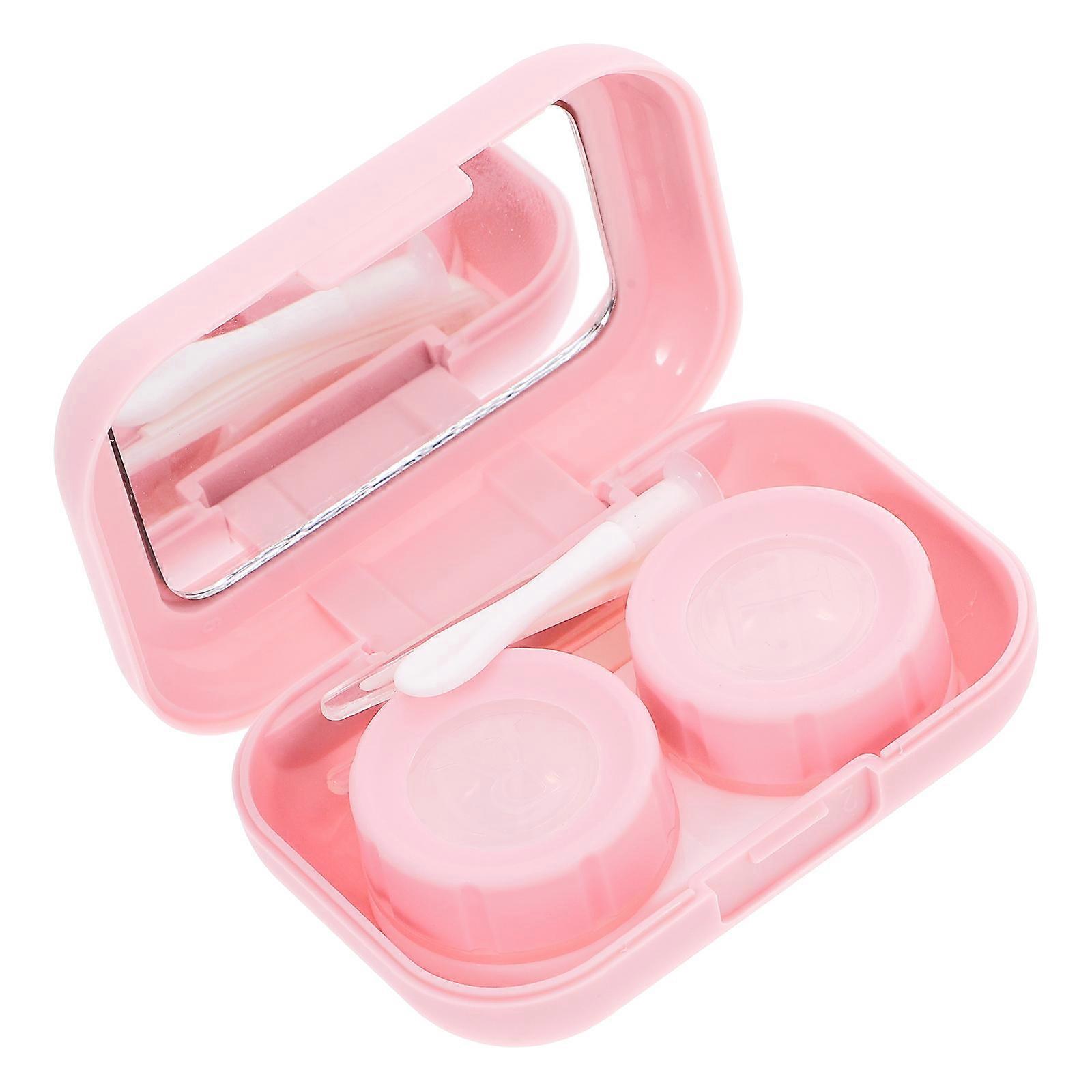 Cute Contacts Lens Case Lens Case for Storage 3Sets Pink Portable Kit
