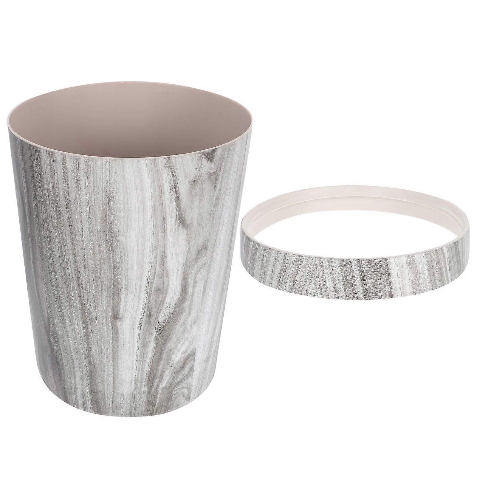 Dark Grey Retro Trash Bucket Plastic Garbage Can for Home Use 1Pcs