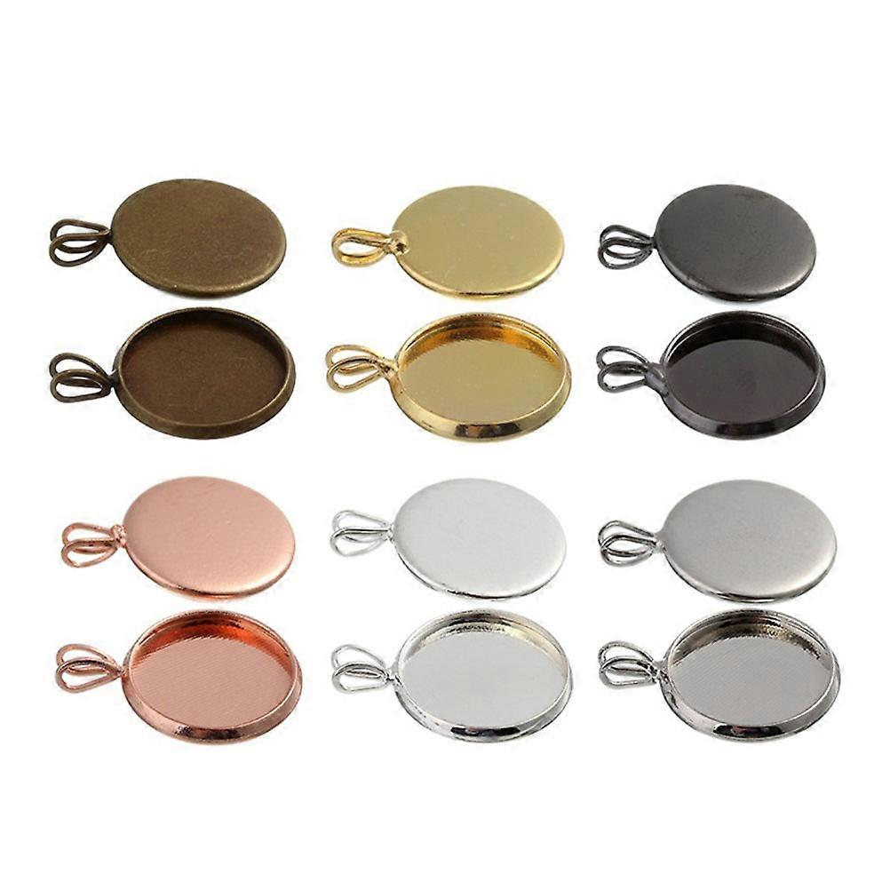 Bezel Pendant Tray Round Shape DIY Tray Pendant for Crafts 30Pcs Set