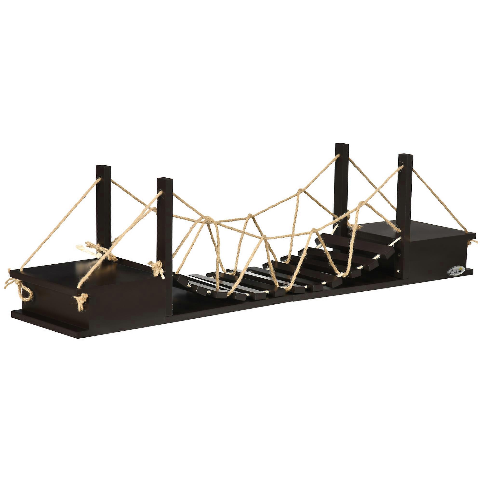 Cat Wall Climbing Frame Hanging Bridge Brown Active Play Scratching