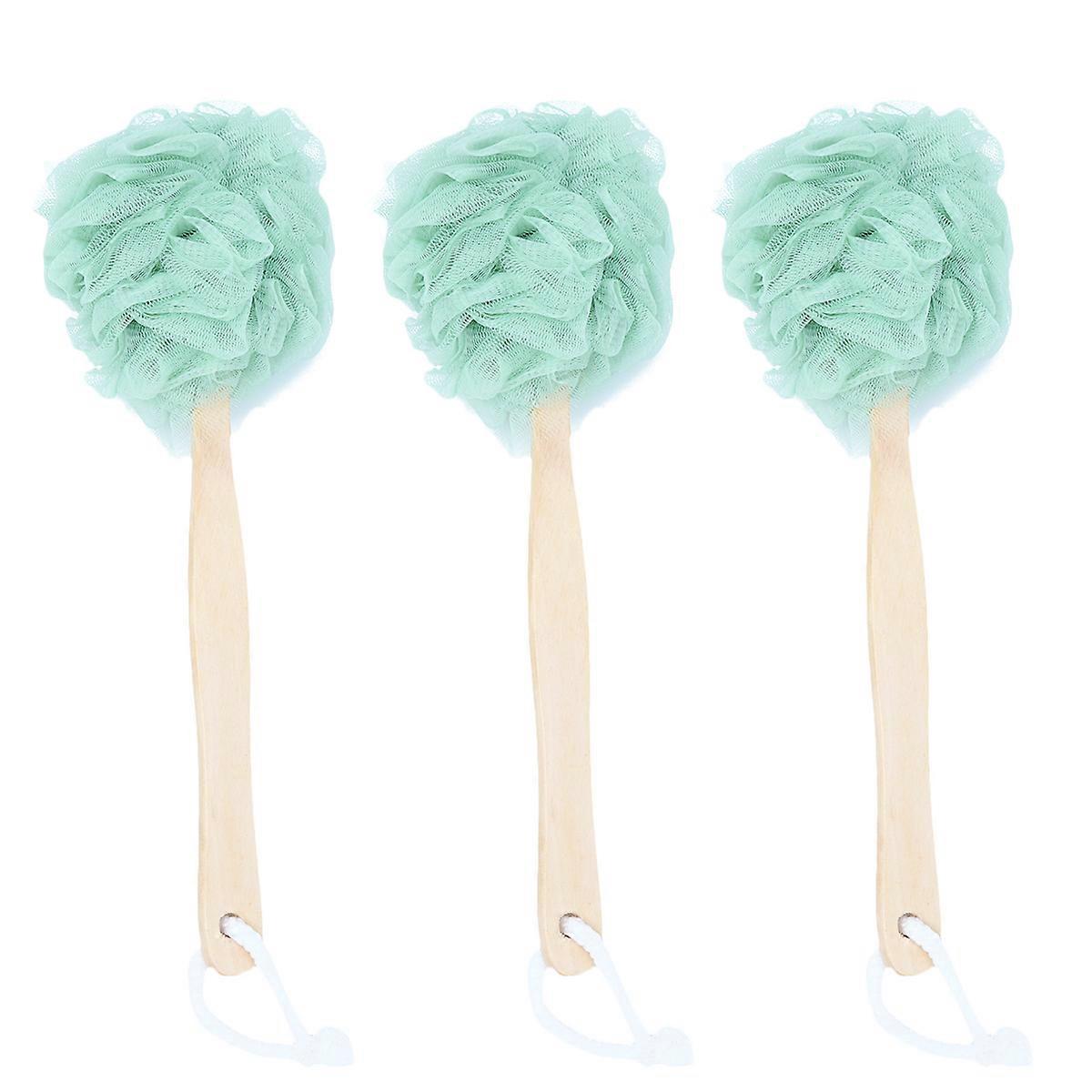 Green Long Handle Bath Balls Bath Flower Towels for Bathing Use 9Pcs