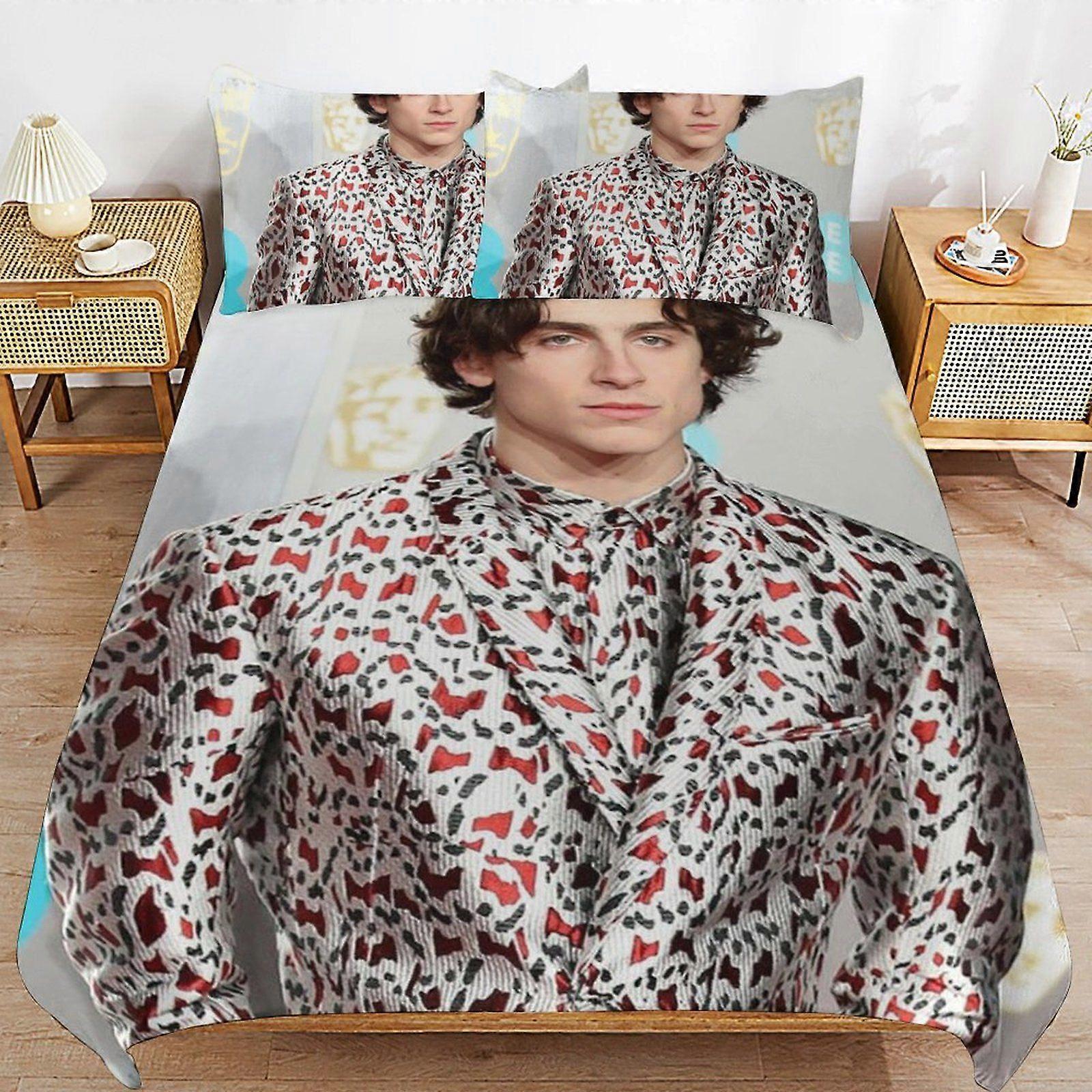 e575 Timothe Chalamet Soft Layer Durable Stitch Practical Fit Thread Finish Duvet Cover Sets with Easy Maintenance d575