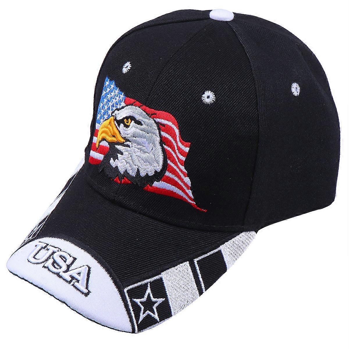 Hat for Outside Use 2Pcs Eagle Embroidery Baseball Hat Black Color