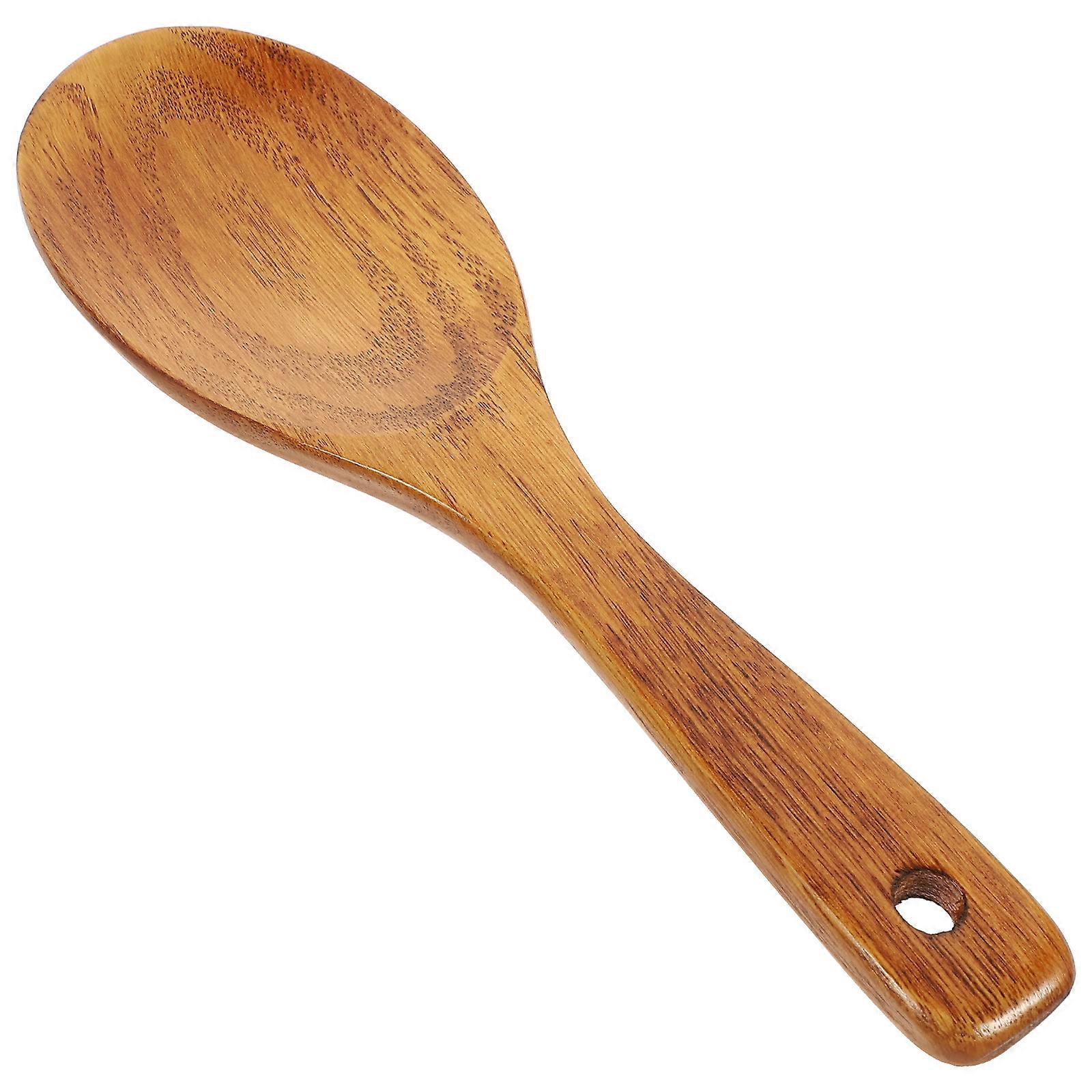 Brown Solid Wood Spoon for Rice Cooker Kitchen Use 1 Piece Cooking Tool