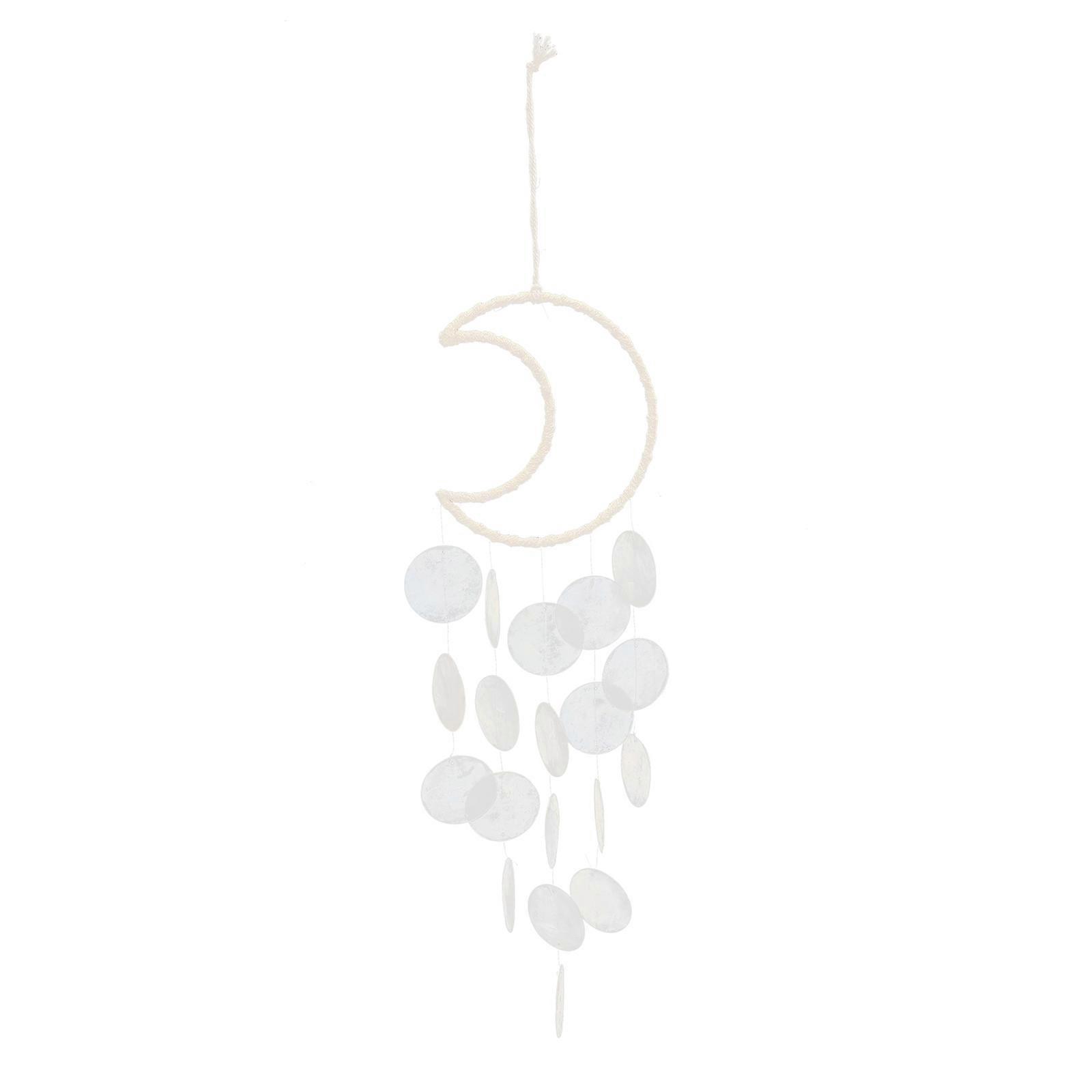 Outdoor Shell Wind Chime Hanging Decor with 2Pcs Wind Bell White