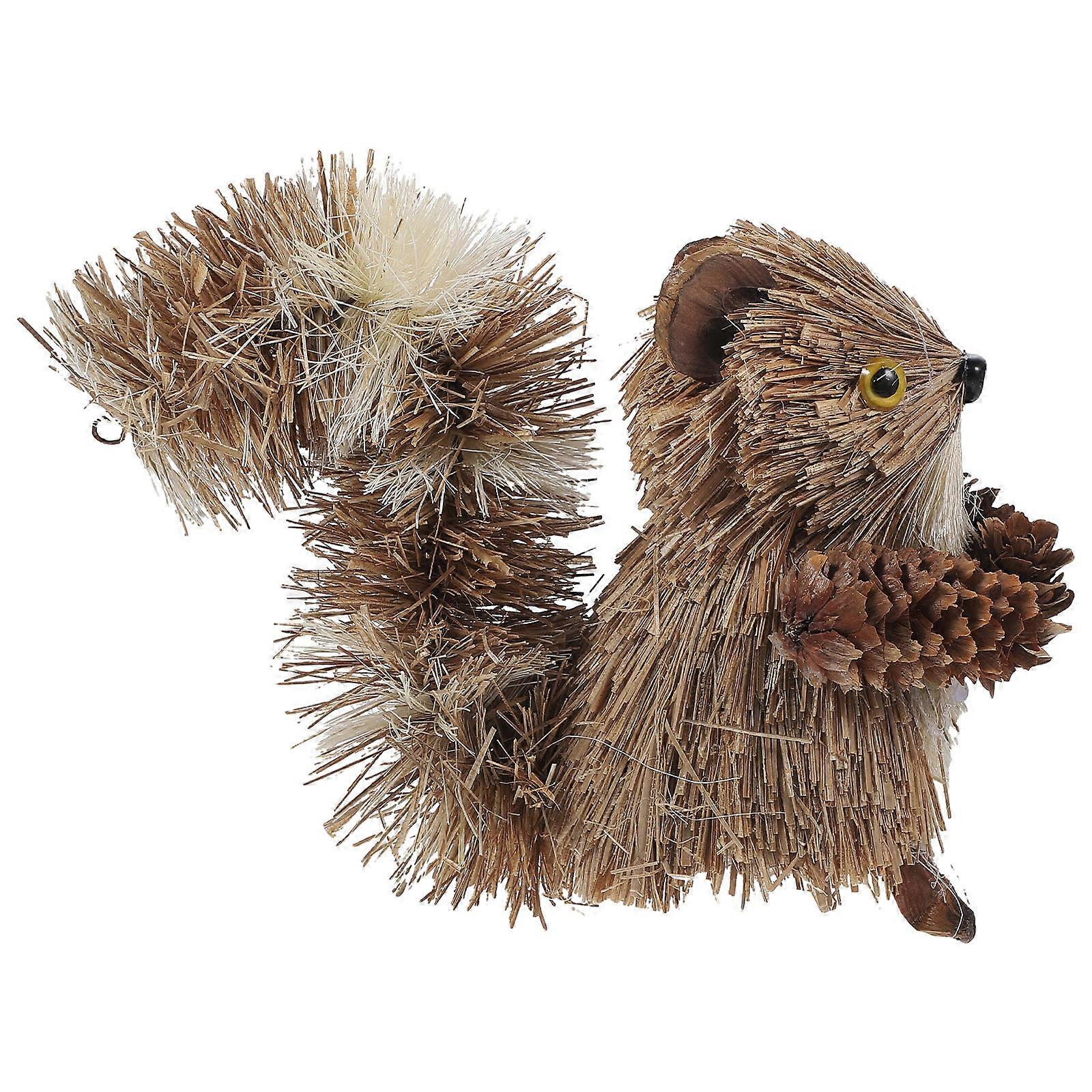 Mini Straw Woven Squirrel Desktop Decor for Decoration 5Pcs Pack