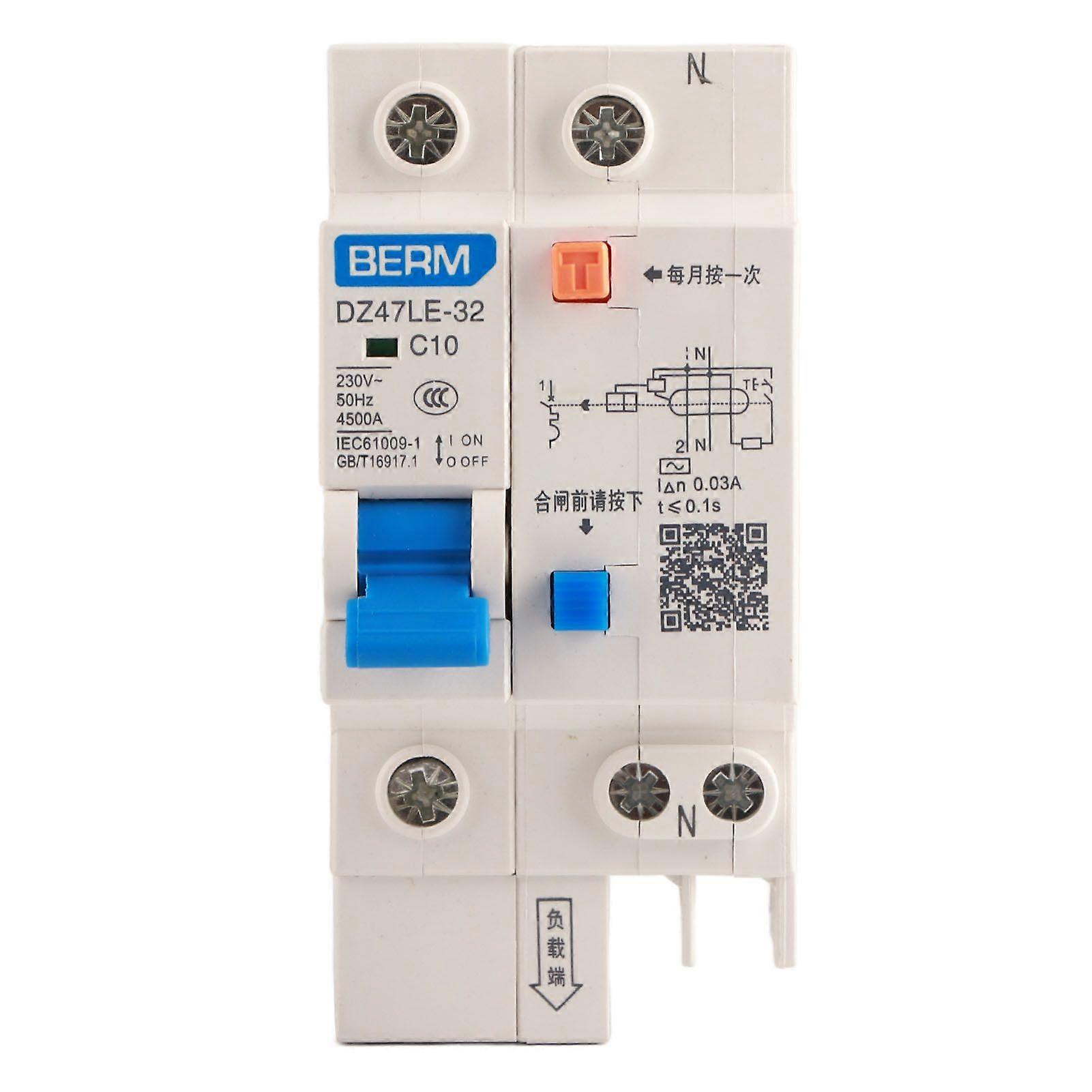 DZ47LE 32 1P+N 10A Residual Circuit Circuit Breaker Over Current Leakage Protection
