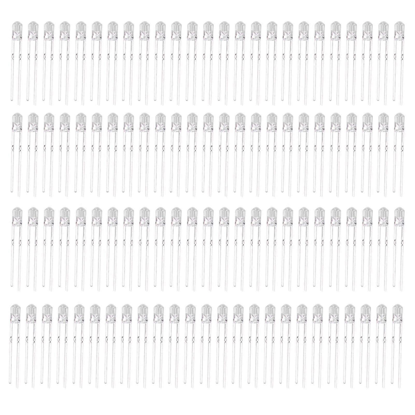 ערכת אור צבעונית של 100 יחידות LED 3 מ"מ 3V באיכות גבוהה, לבן חם