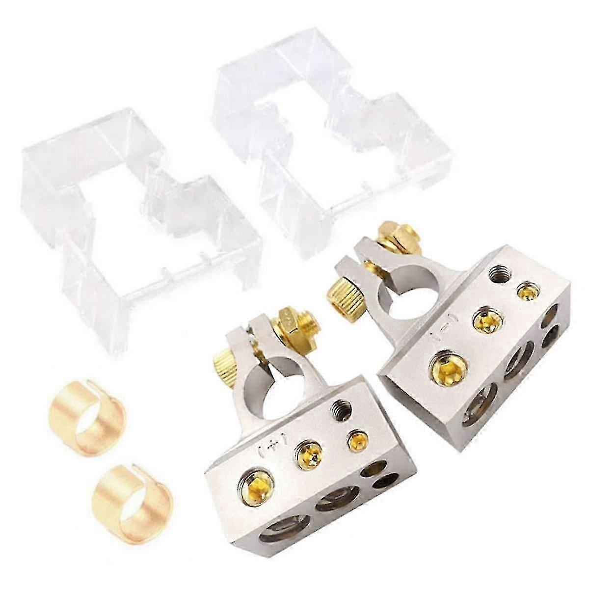 For 2 Pcs Positive Negative Battery Terminals with Covers Shims for Car Modified Battery Head Connectors