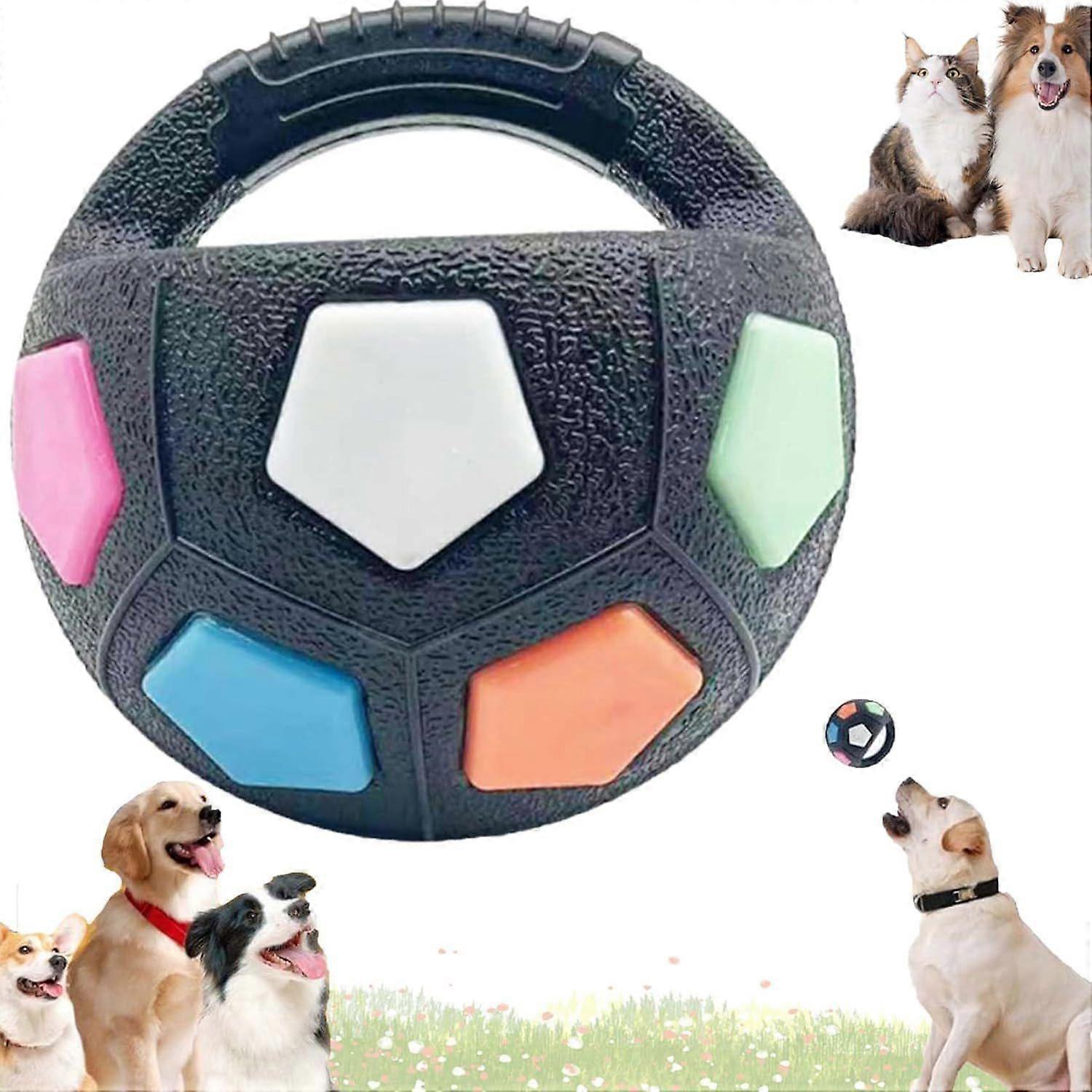 Dog Toy Ball with Handle - Durable Squeaky Fetch Ball for Medium & Large Dogs, Floating Interactive Chew Toy for Water Play, Training & Outdoor Games