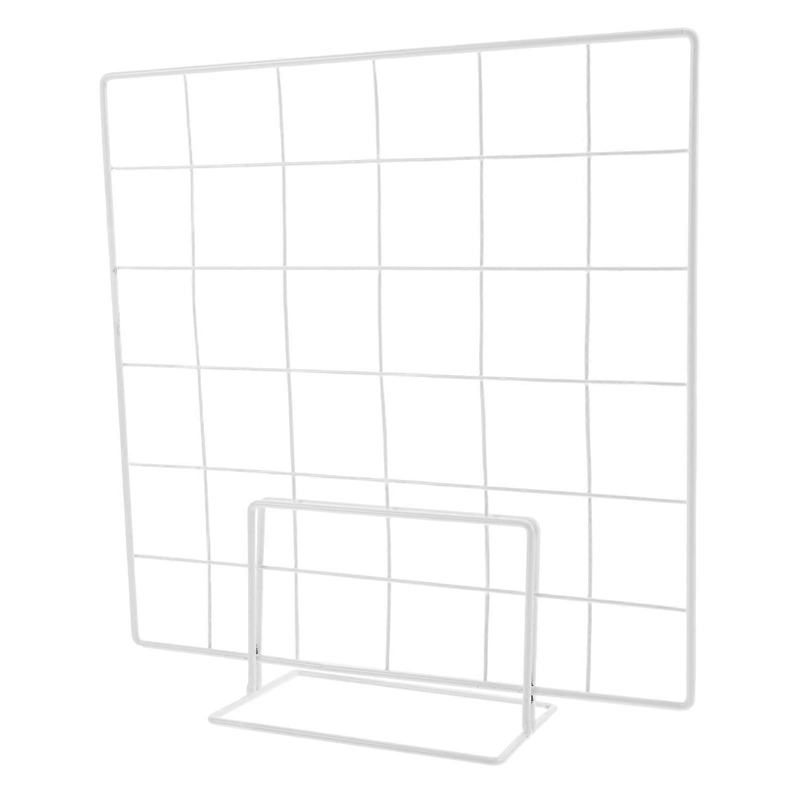 Wire Grid Wall Display Rack for Jewelry Display with 2Pcs White Panels