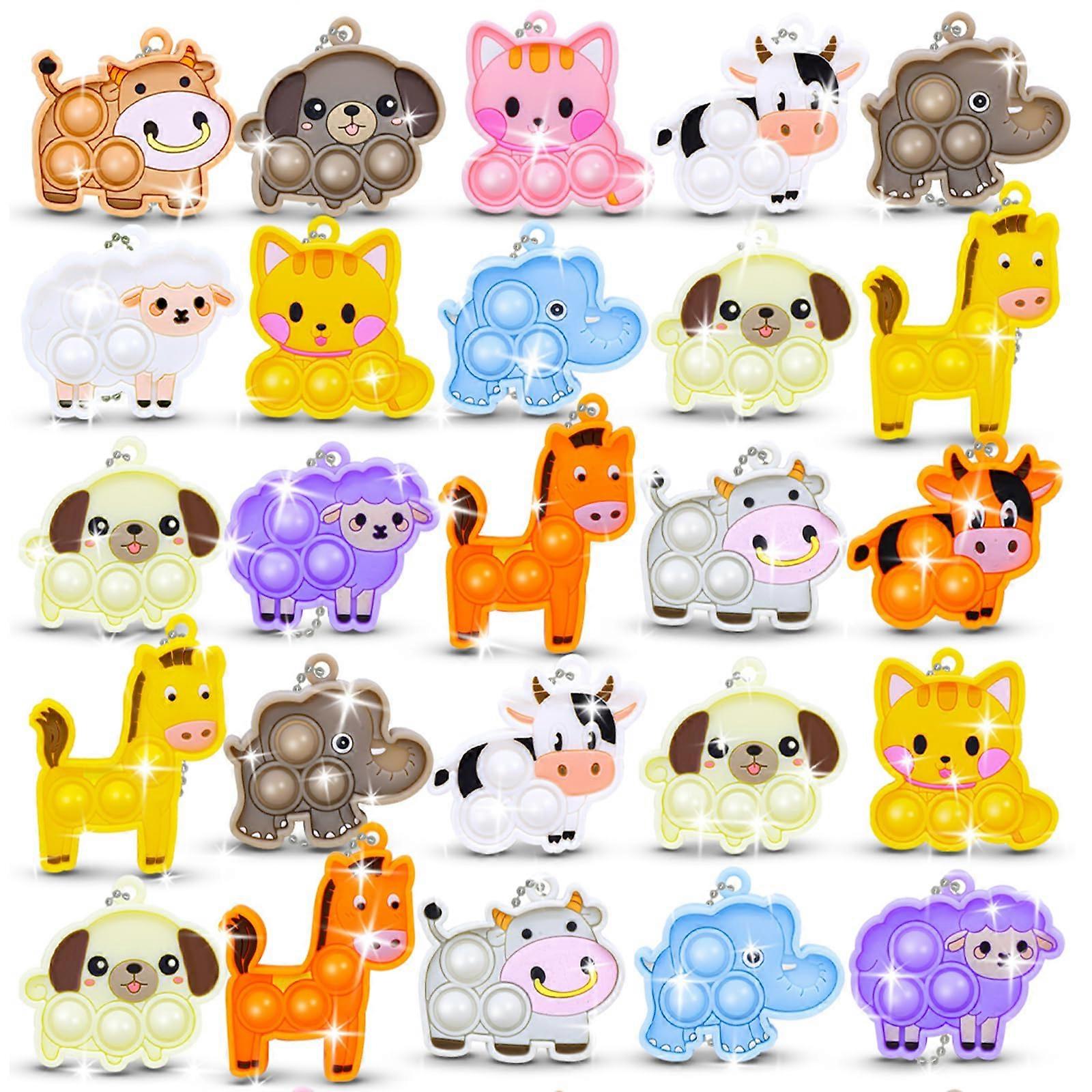 30 - Pack Mini Pop Keychain Fidget Toys, Ideal Party Favors, Stocking Stuffers, Classroom & Carnival Prizes, Multicolor