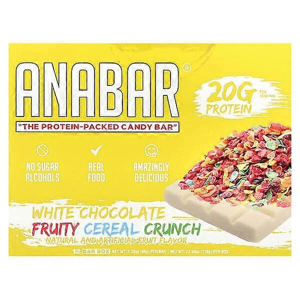 The Anabar, The Protein-Packed Candy BarÃÂÃÂÃÂÃÂÃÂÃÂÃÂÃÂ®, White Chocolate Fruity Cereal Crunch, 12 Bars, 2.29 oz (65 g) Each