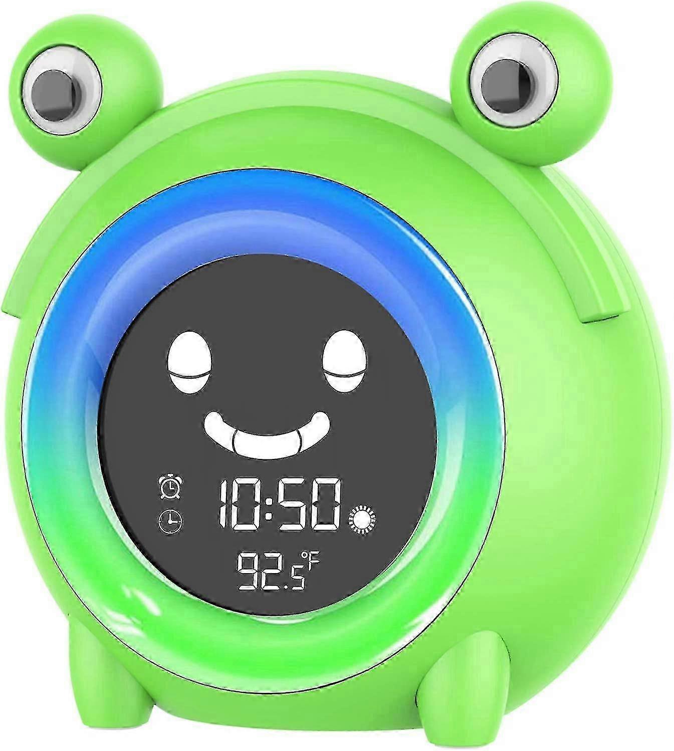 Kids Alarm Clock, Children's Sleep Trainer, Cute Digital Clock with 5 Colors Bedside Night Light, Nap Timer, Temperature Detect, Sleep Timer, Wake Up
