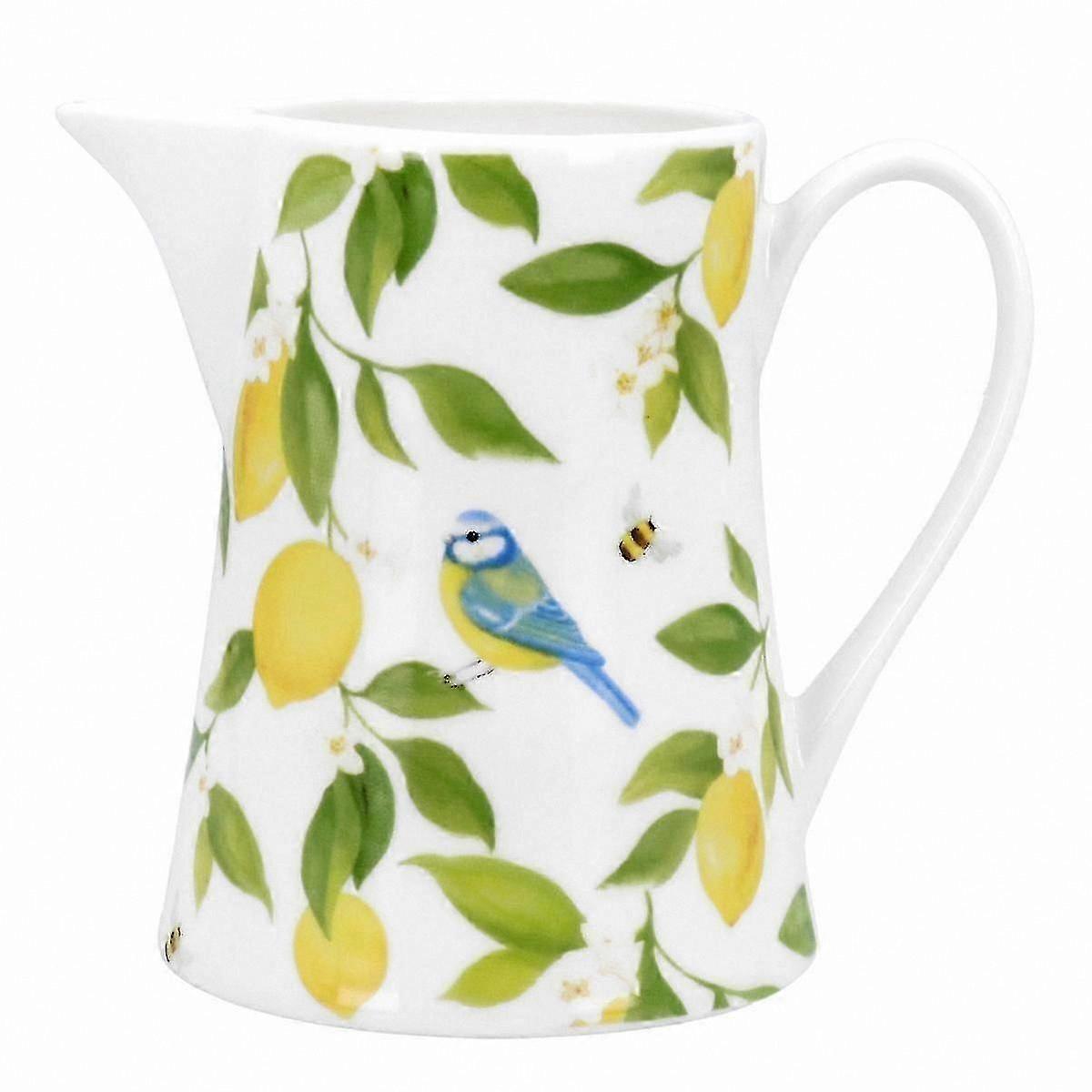 Small Bone China Jug with Lemon and Blue Tit Pattern