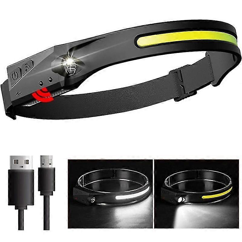 Cob Led Headlamp 90000lm Sensor Headlight  Flashlight Usb Rechargeable Head Lamp 5 Lighting Modes Torch