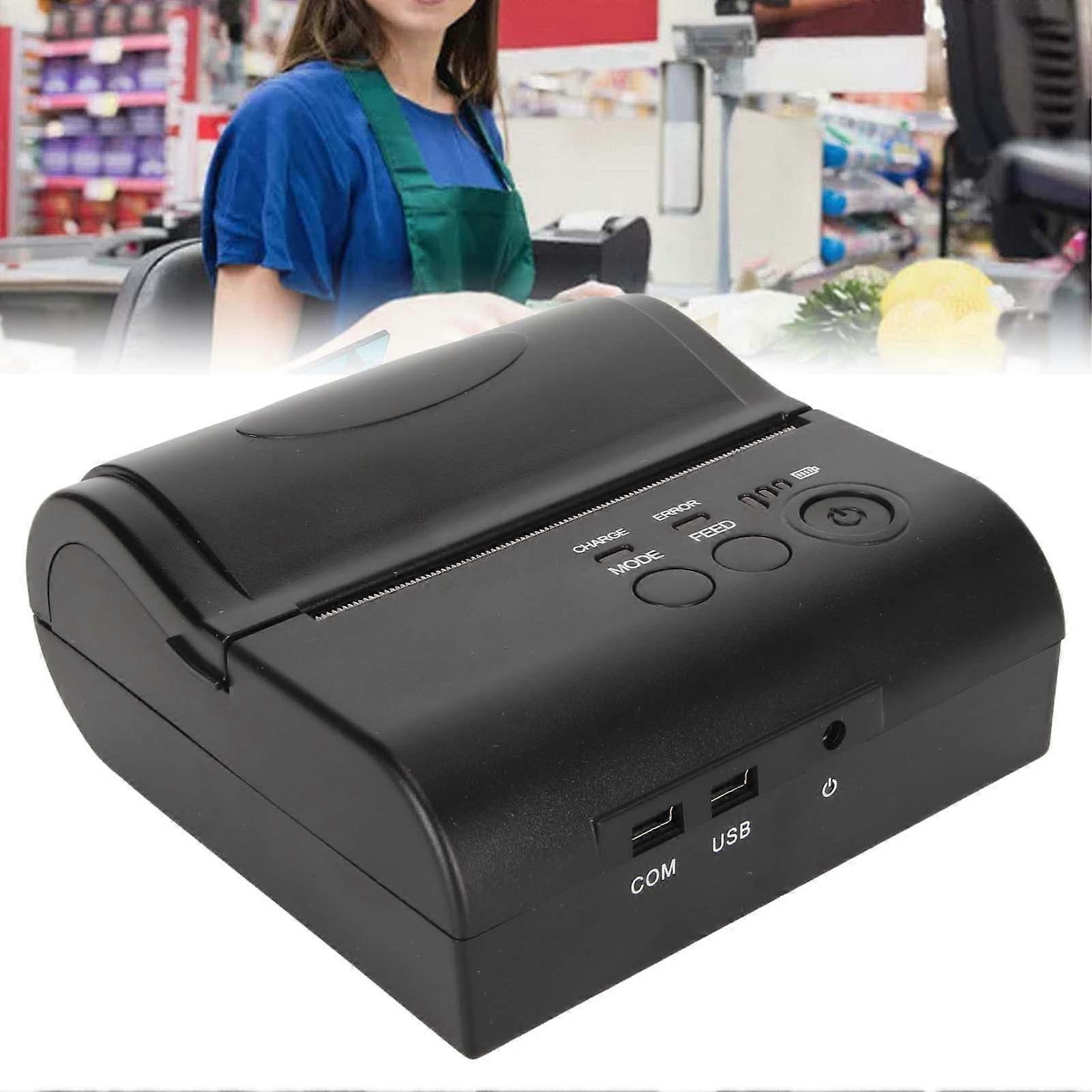 Thermal Printer Bluetooth 203 DPI Accuracy 90mm/s Print Speed Thermal Label Printer for Windows for IOS for Android 100‑240V EU Plug 