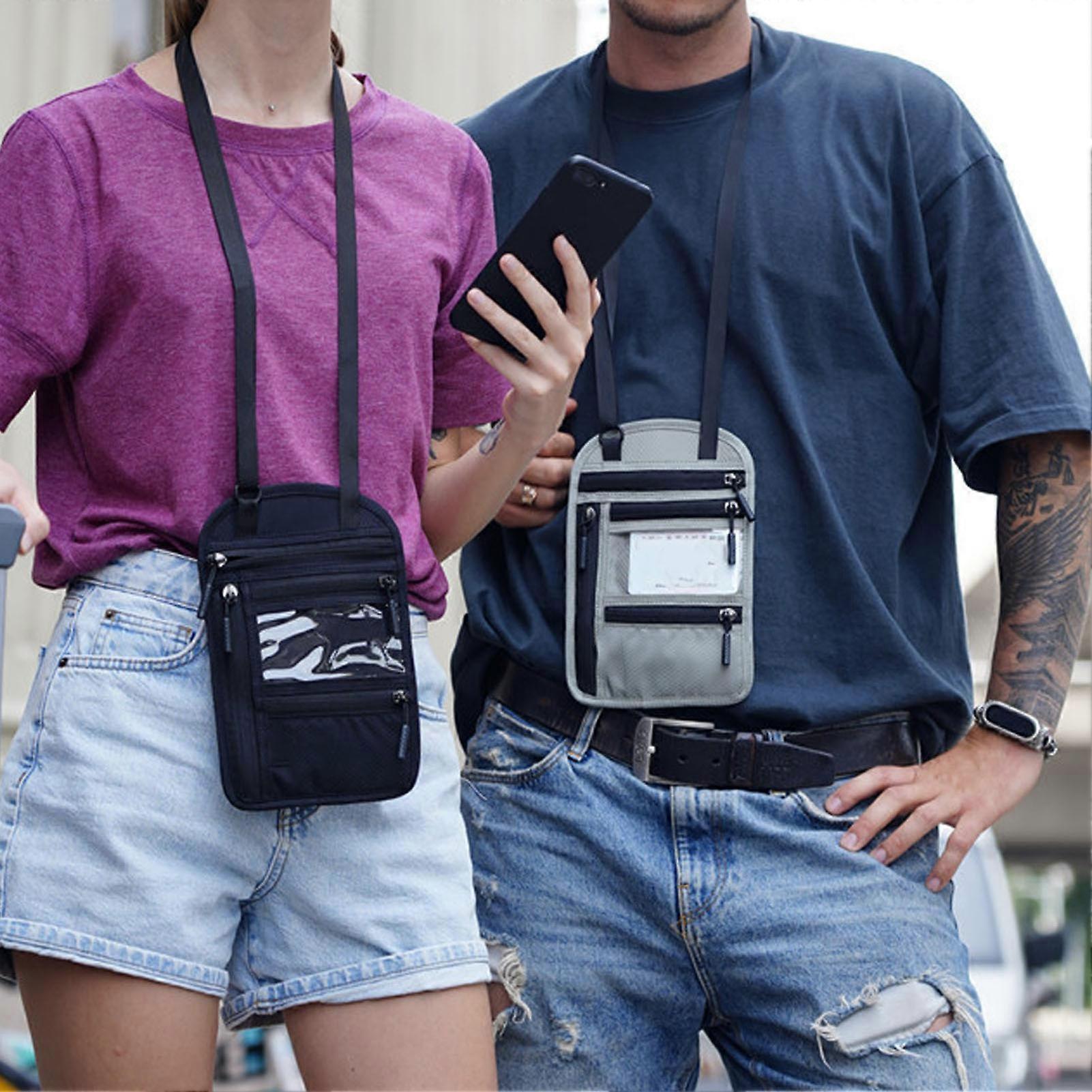 Neck Wallet Light Weight Travel Neck Passport Holder Wallet Multi Function Blocking Stash Neck Wallet for Business Trip Study Lake Blue 