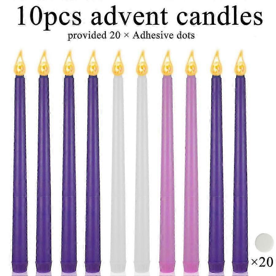 LED Advent Candles Set of 4 or 5 Flameless Taper Christmas Candles with Wreath Flickering