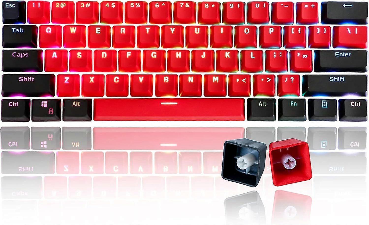 61 Red Keycaps 60 Percent Keycap Set PBT OEM Ducky Keycap with Key Puller Fit for Cherry M