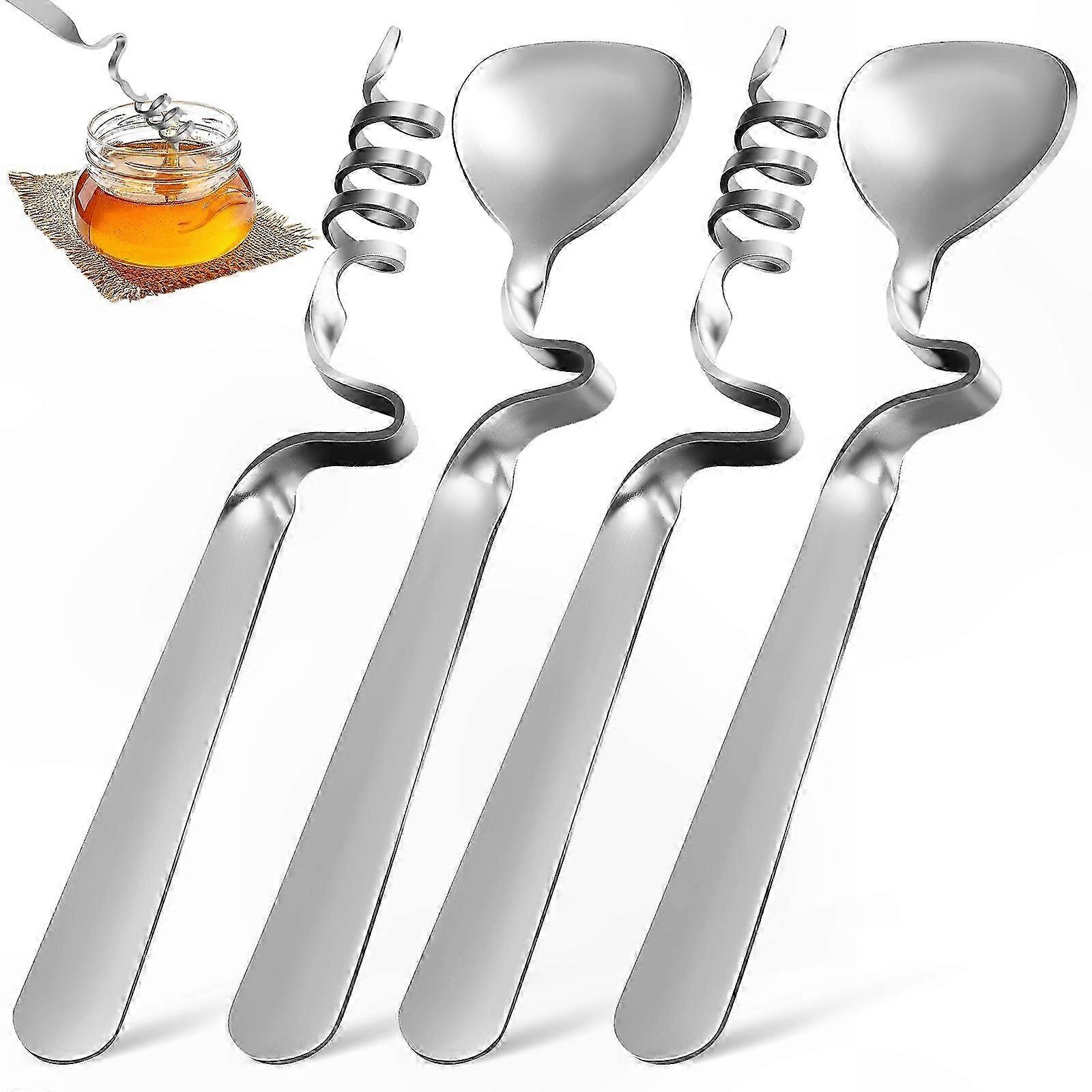 4 قطع عسل مربى ملاعق الفولاذ المقاوم للصدأ ملاعق عسل ملاعق مربى للشاي القهوة والزبادي