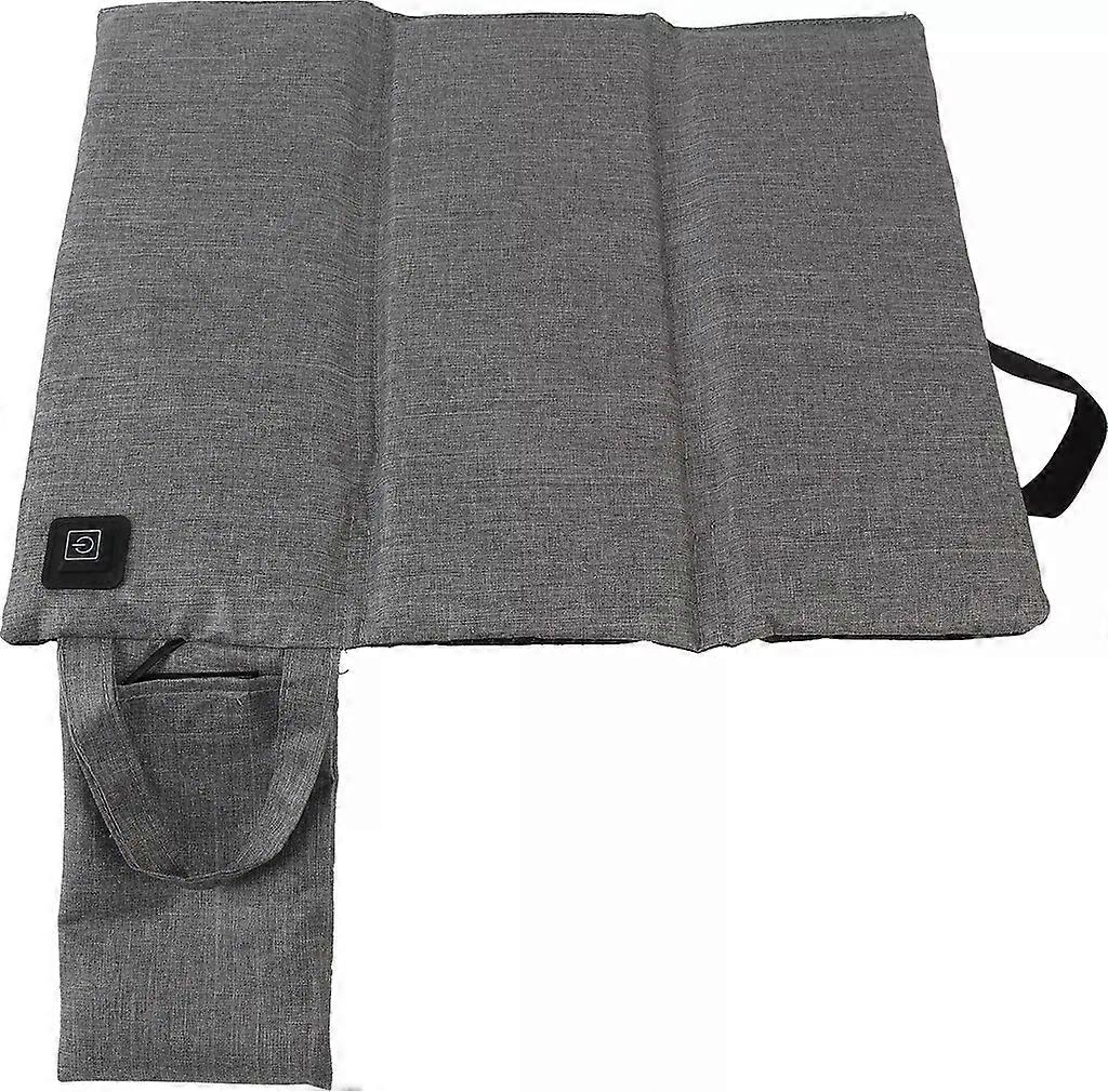 Portable Heated Seat Cushion  Adjustable Temperature, Lightweight, Foldable, USB Heating, Ideal for Outdoor Stadiums and Camping, Matte Light Gray