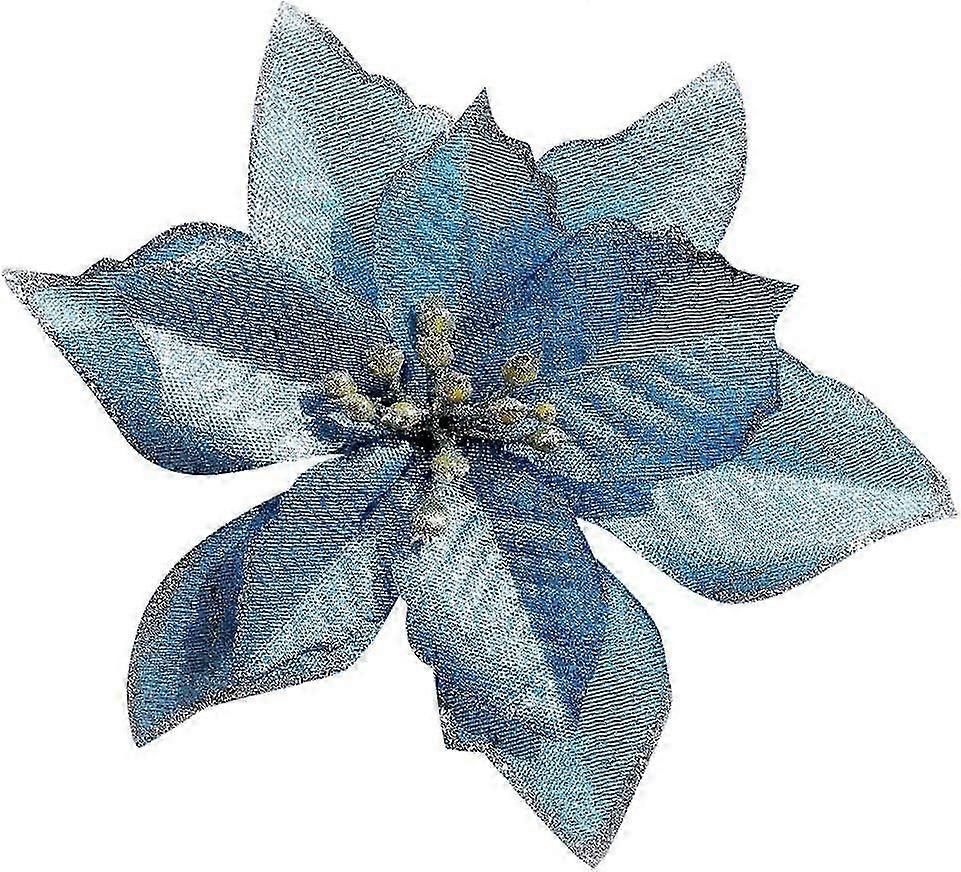 一品红圣诞装饰品闪光一品红花圣诞树装饰品（12包）