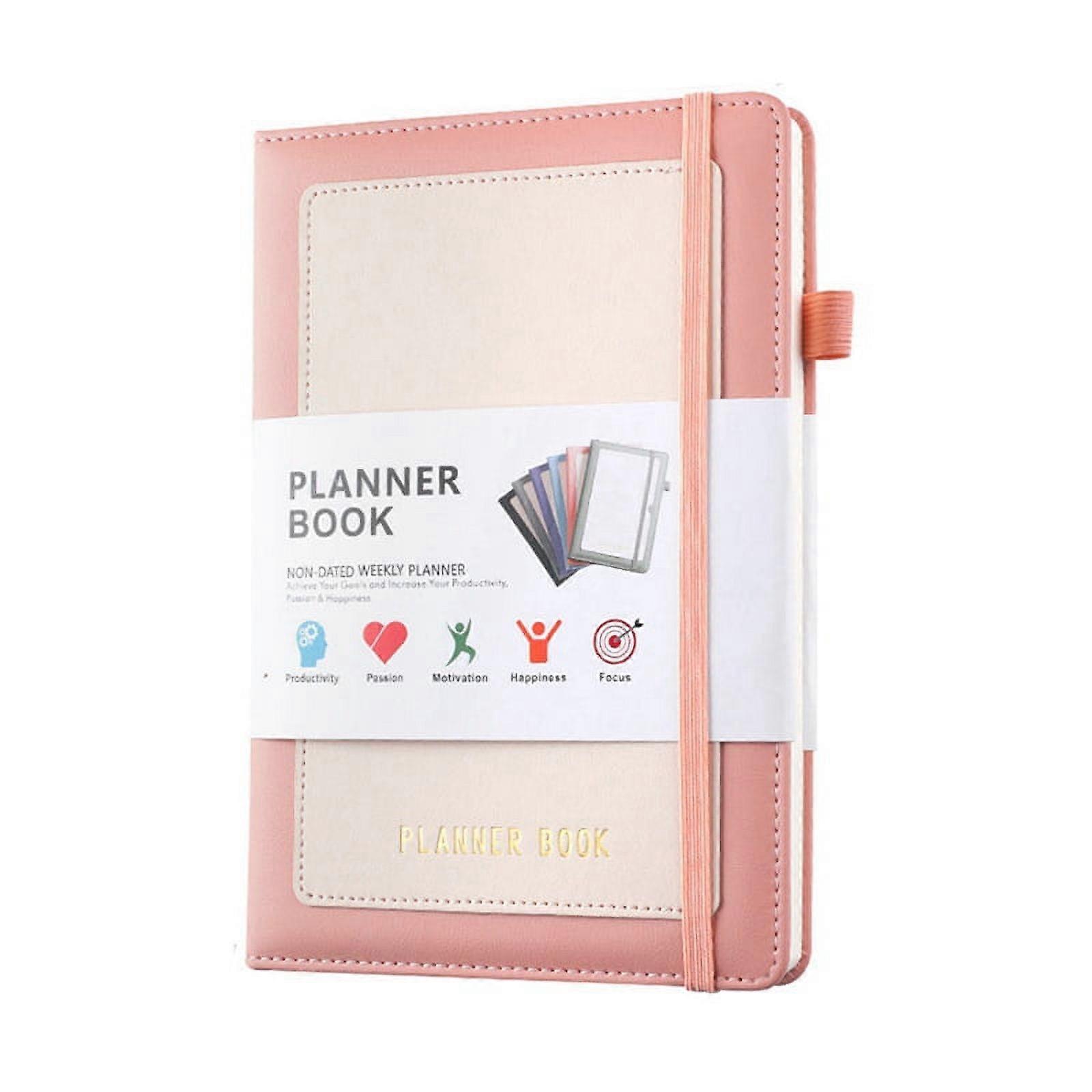 Week Planner 2024 Notebook with PU Cover , Medium (A5) Hardcover, 5.9X8.4Inch Pink