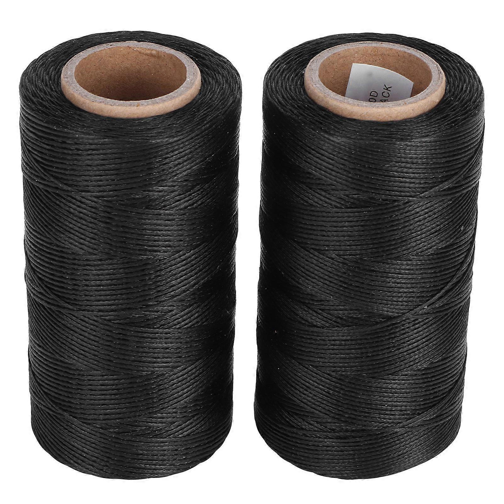 2 Rolls Waxed Thread Leather Sewing Stitching String Accessories DIY Handicraft Black